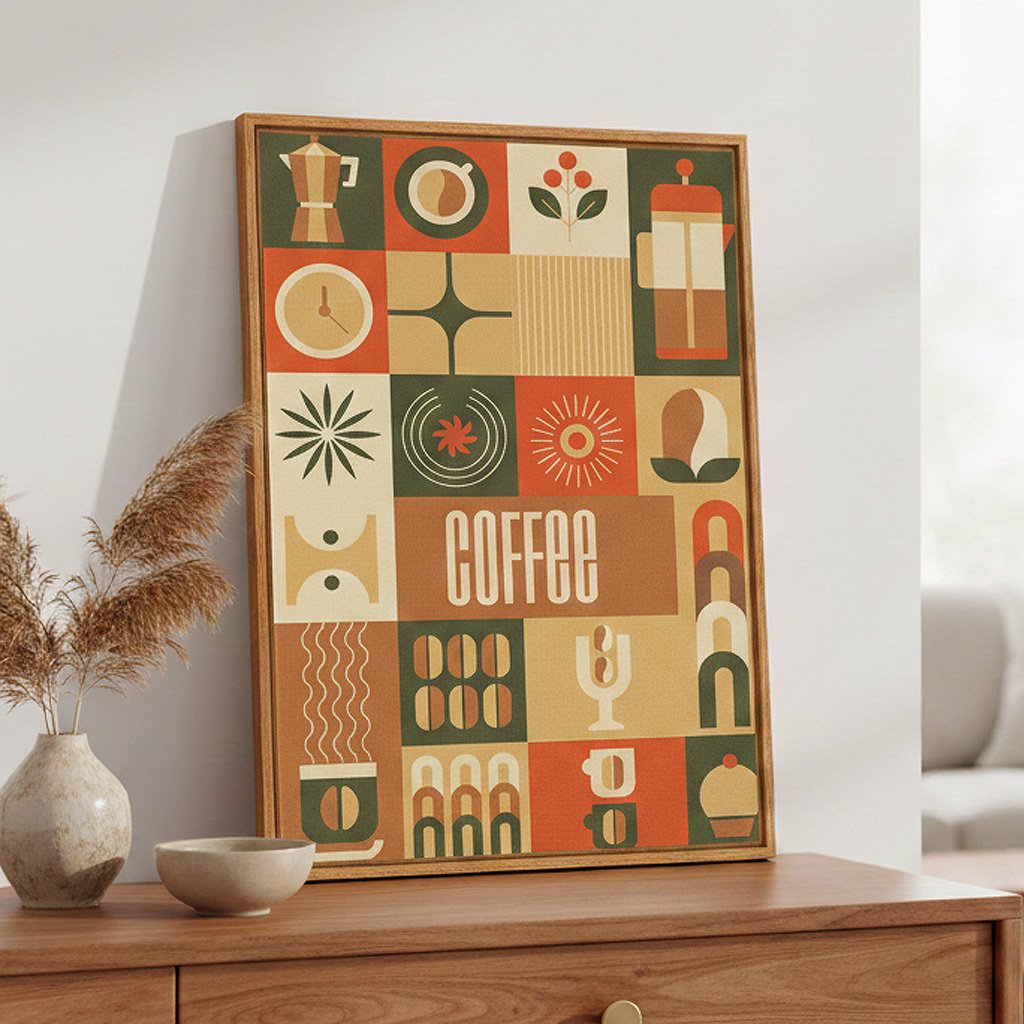 Quadro Em Tela Canvas Geométrica Coffee Culture Estilo Modern Heritage