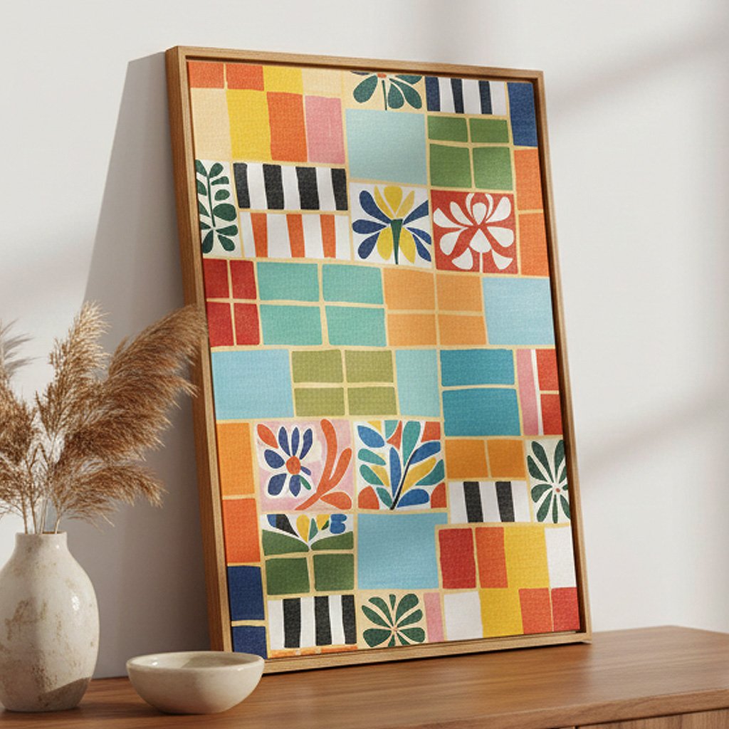 Quadro Em Tela Canvas Ladrilho Abstrato Estilo Modern Heritage