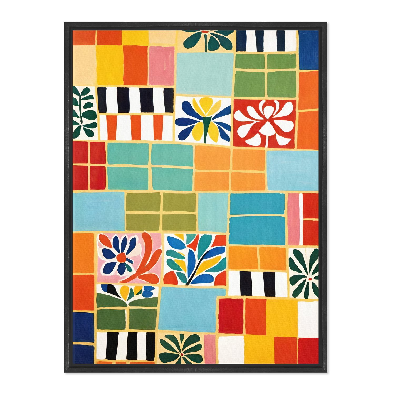 Quadro Em Tela Canvas Ladrilho Abstrato Estilo Modern Heritage