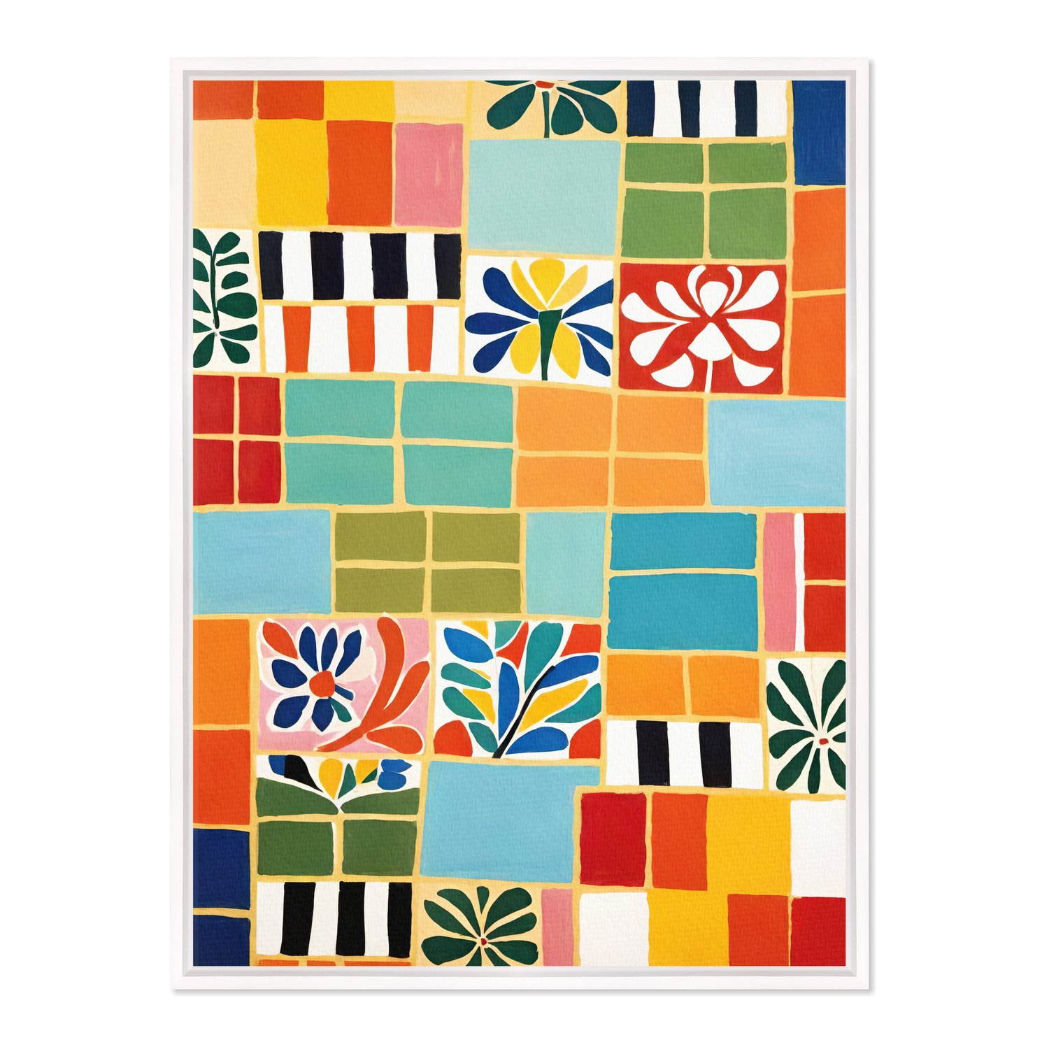 Quadro Em Tela Canvas Ladrilho Abstrato Estilo Modern Heritage