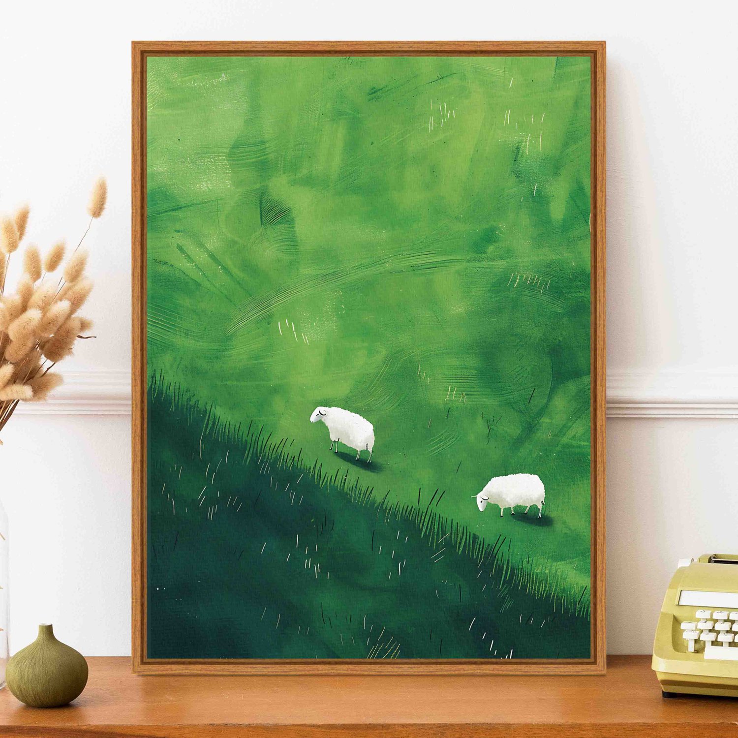 Quadro Em Tela Canvas Ovelhas E Pastagem Verde Farmhouse