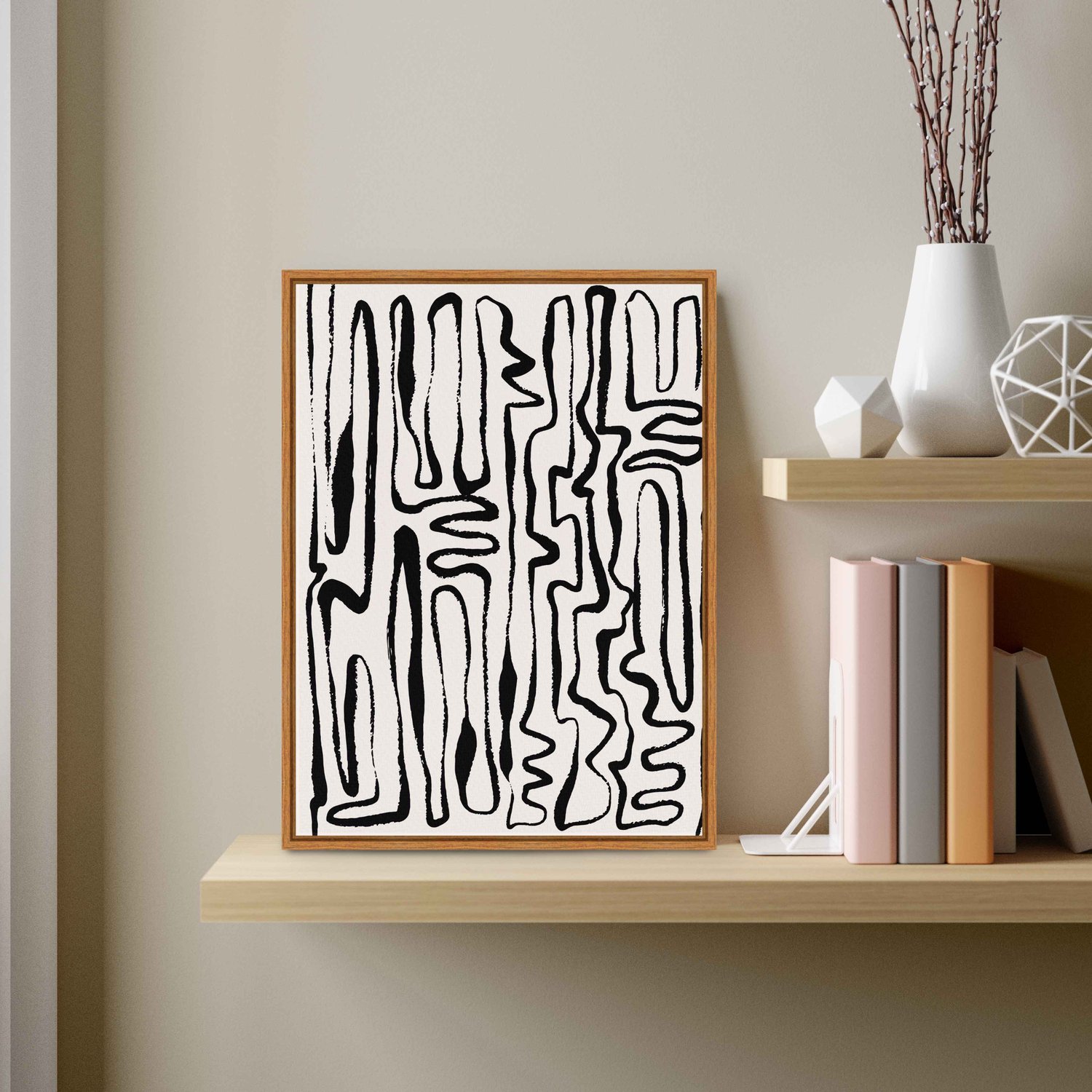 Quadro Em Tela Canvas Padrão Abstrato Minimalista Estilo Japandi