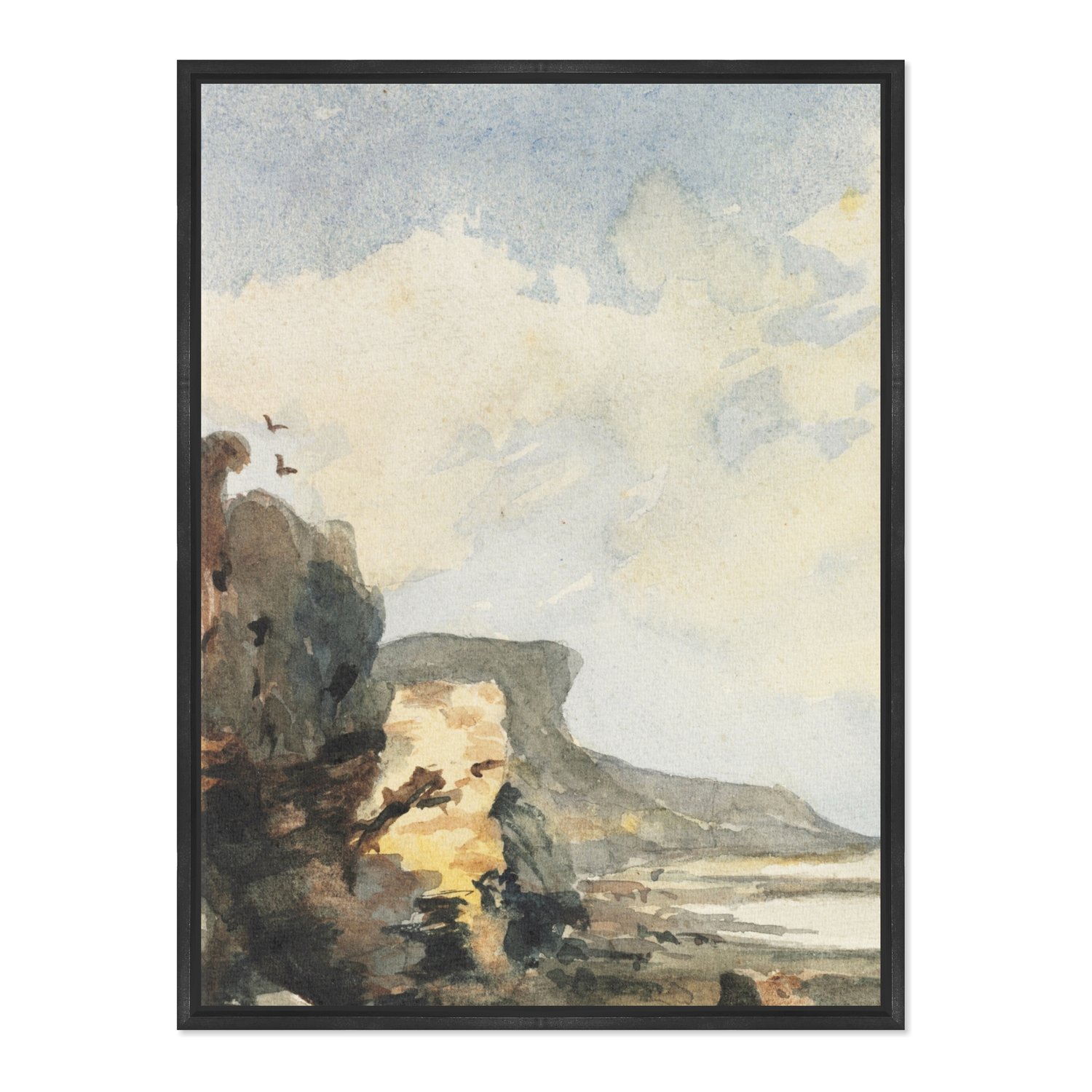 Quadro Em Tela Canvas Paisagem Praia Rochosa Abstrata Vintage