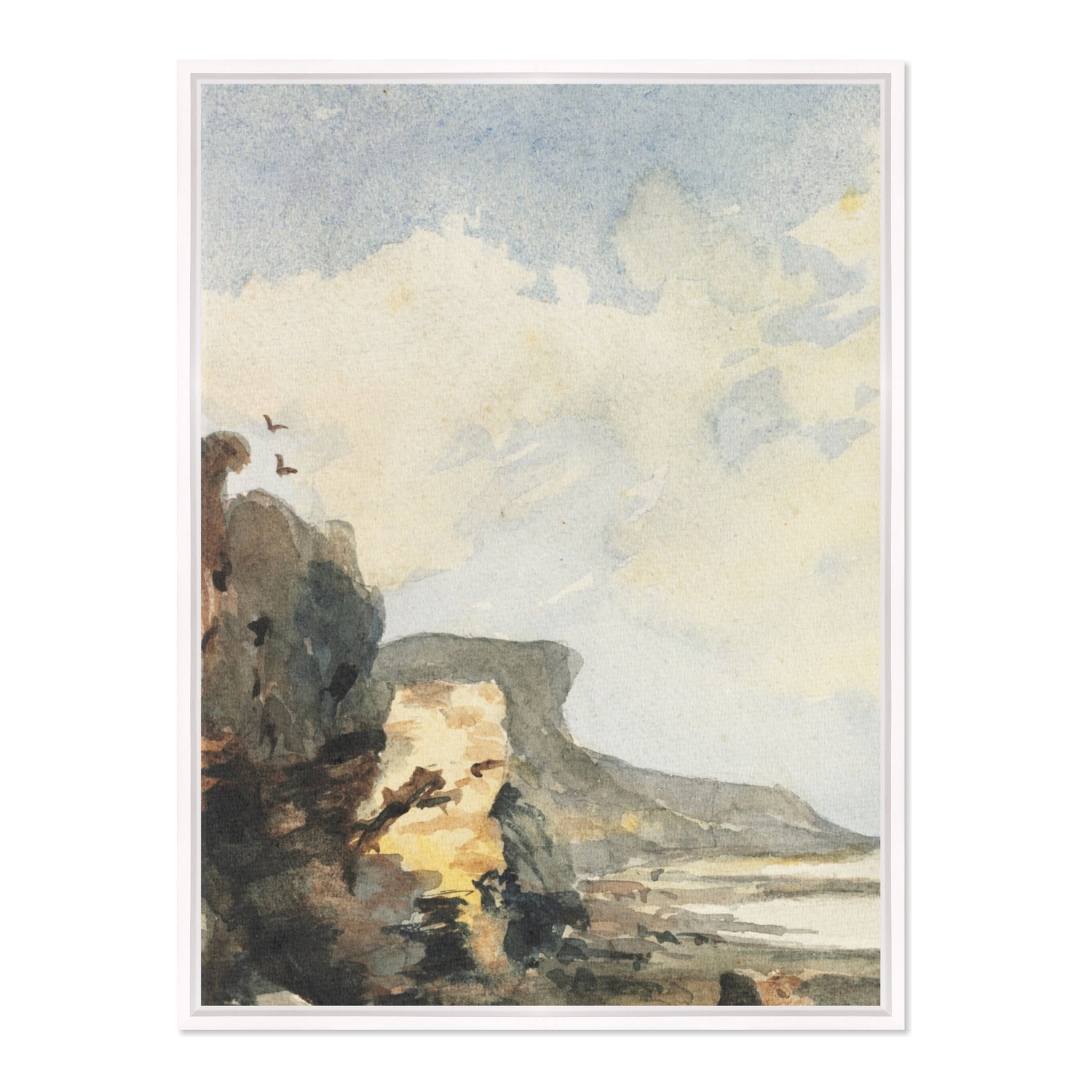 Quadro Em Tela Canvas Paisagem Praia Rochosa Abstrata Vintage