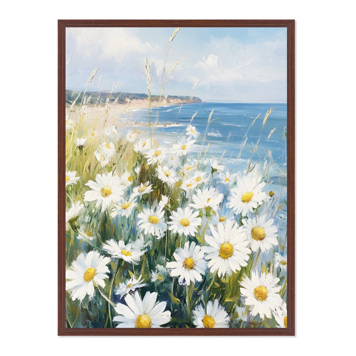 Quadro Em Tela Canvas Praia Com Margaridas Vintage