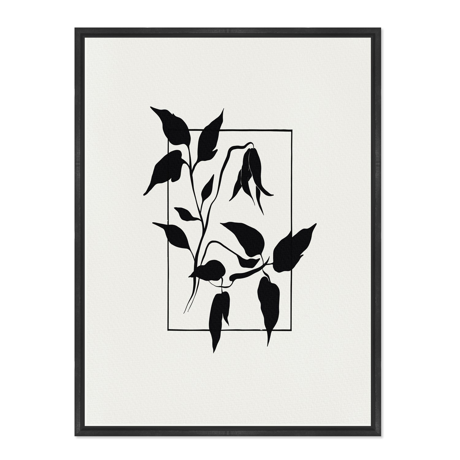 Quadro Em Tela Canvas Ramo Com Flor Minimalista Estilo Japandi