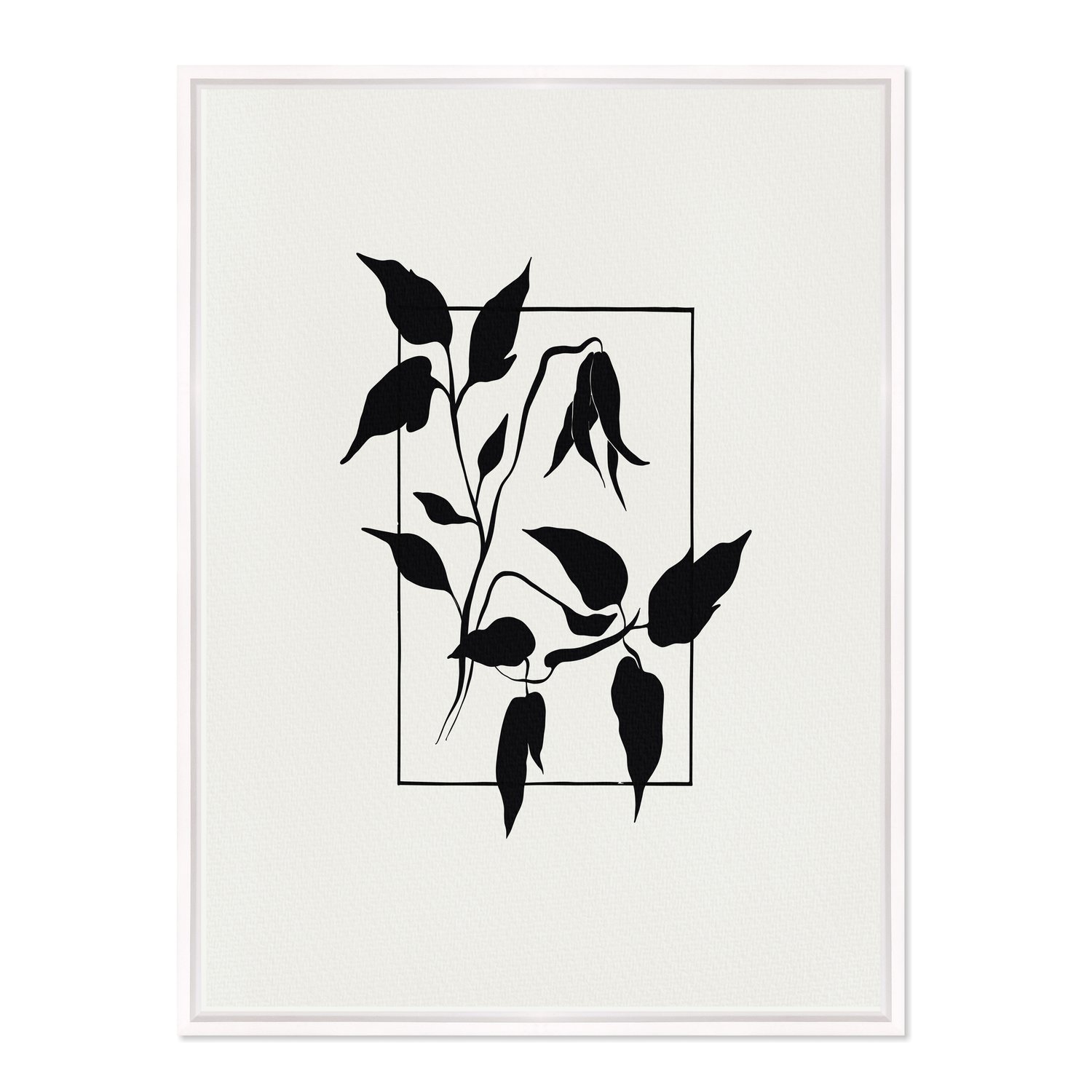 Quadro Em Tela Canvas Ramo Com Flor Minimalista Estilo Japandi
