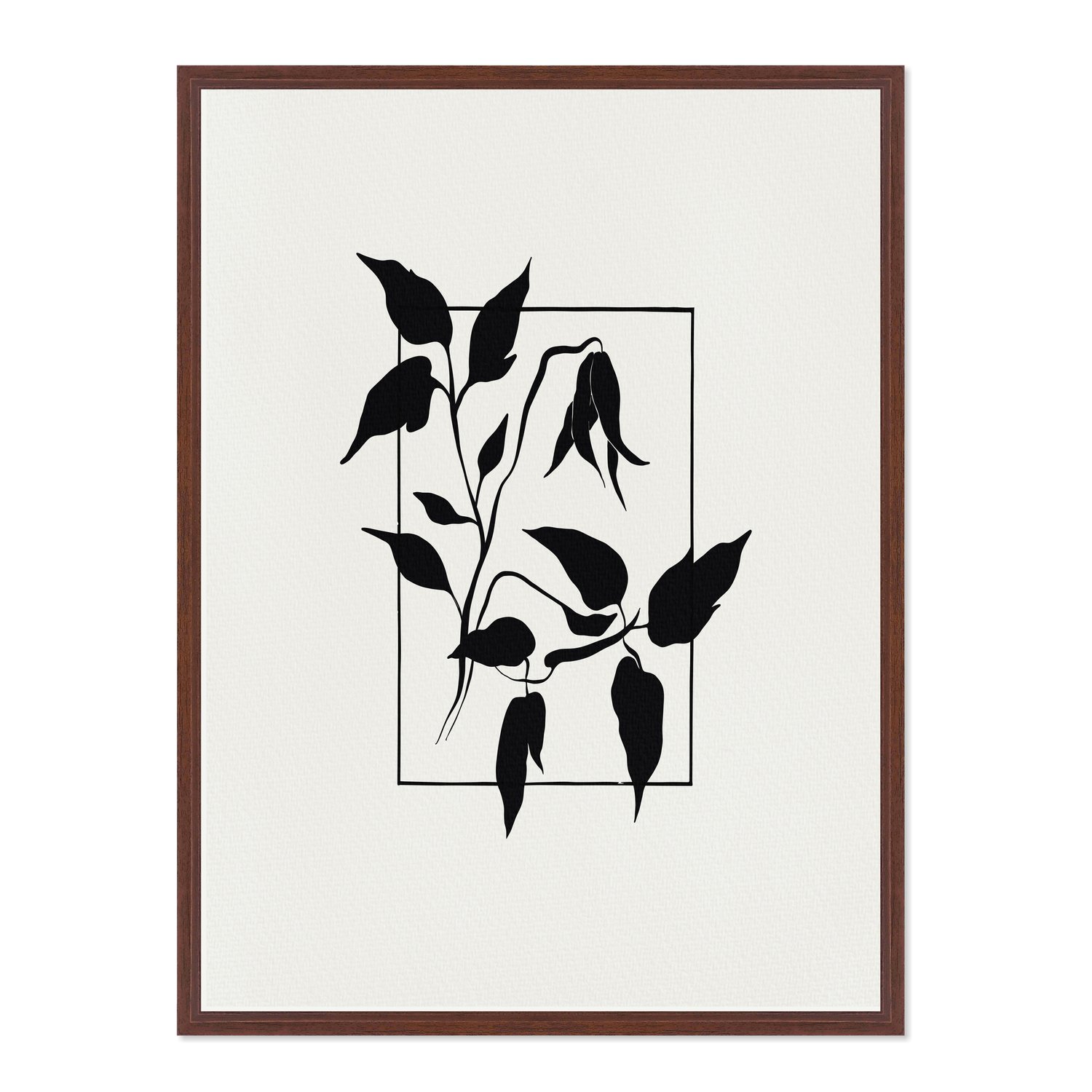 Quadro Em Tela Canvas Ramo Com Flor Minimalista Estilo Japandi