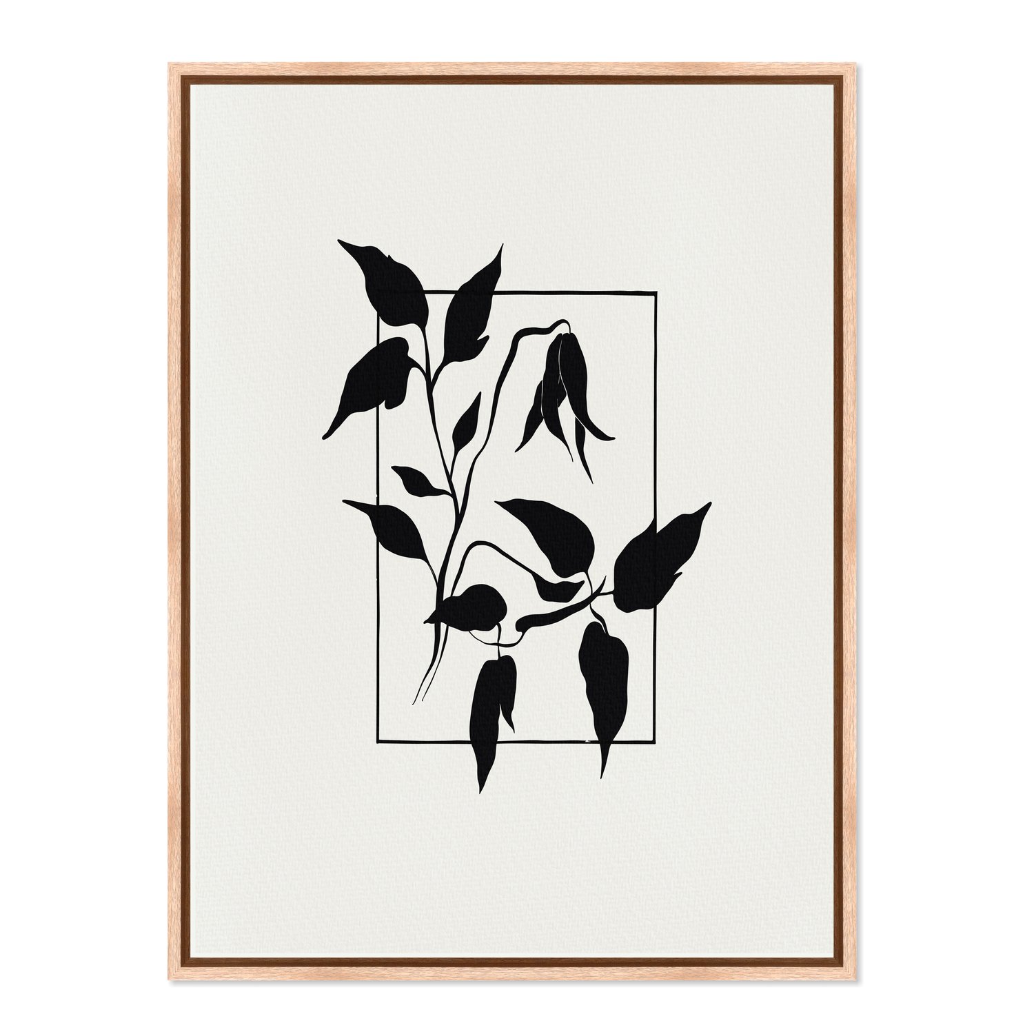 Quadro Em Tela Canvas Ramo Com Flor Minimalista Estilo Japandi