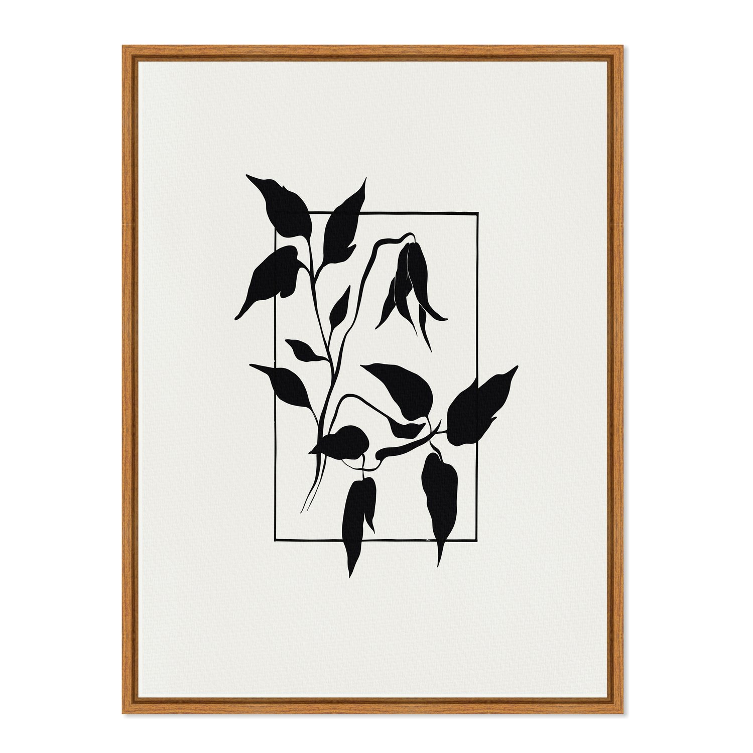 Quadro Em Tela Canvas Ramo Com Flor Minimalista Estilo Japandi