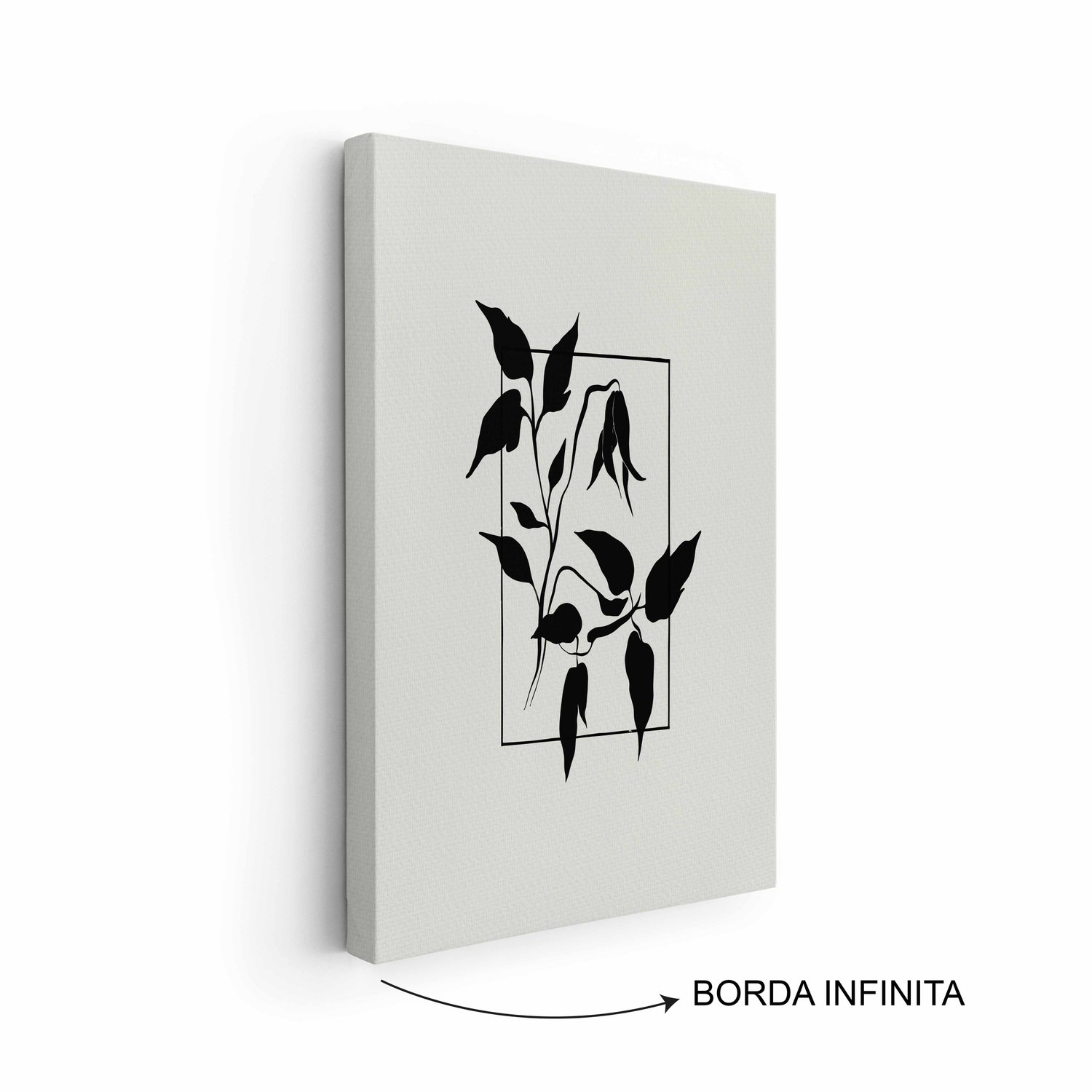 Quadro Em Tela Canvas Ramo Com Flor Minimalista Estilo Japandi