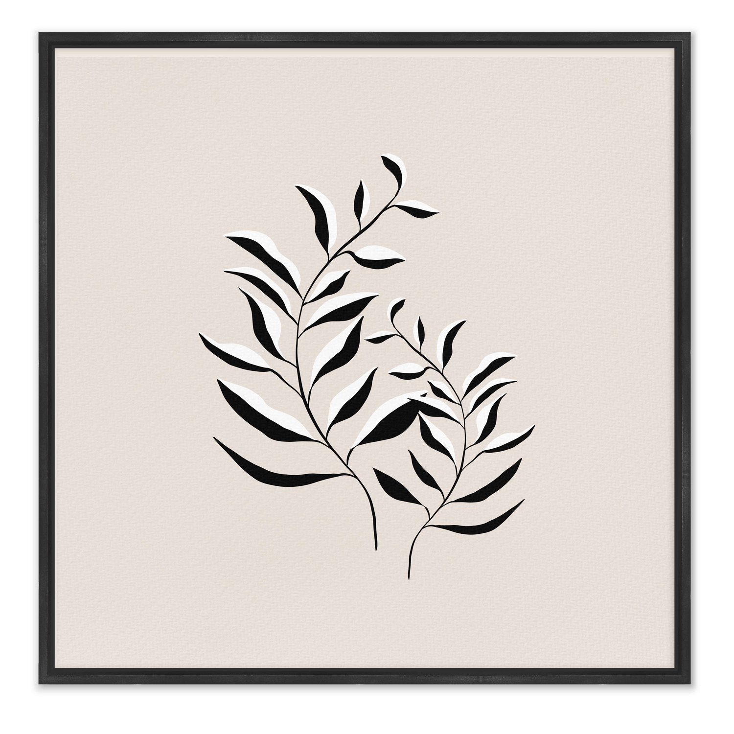 Quadro Em Tela Canvas Ramo de Folhas Minimalista Estilo Japandi