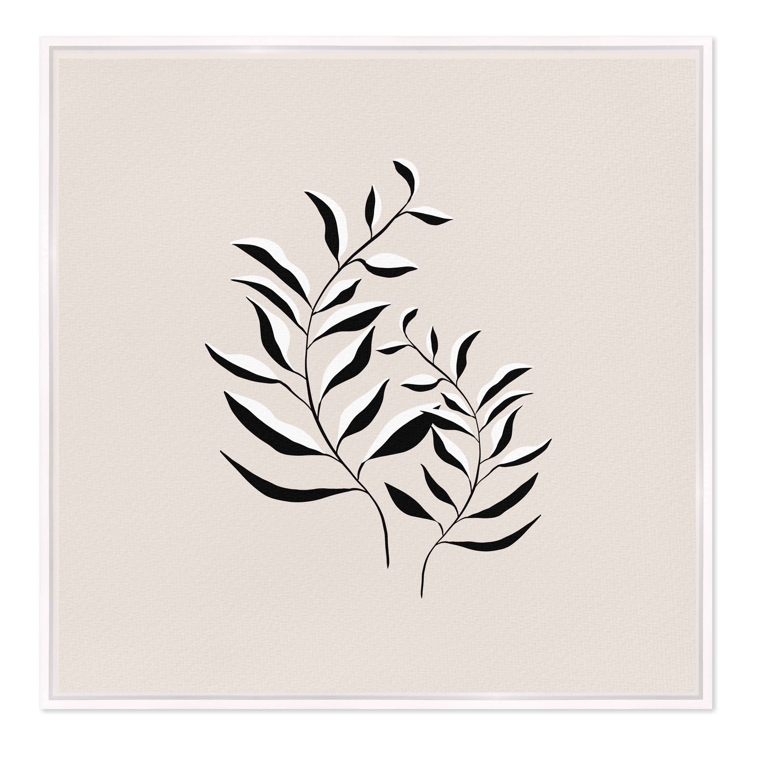 Quadro Em Tela Canvas Ramo de Folhas Minimalista Estilo Japandi