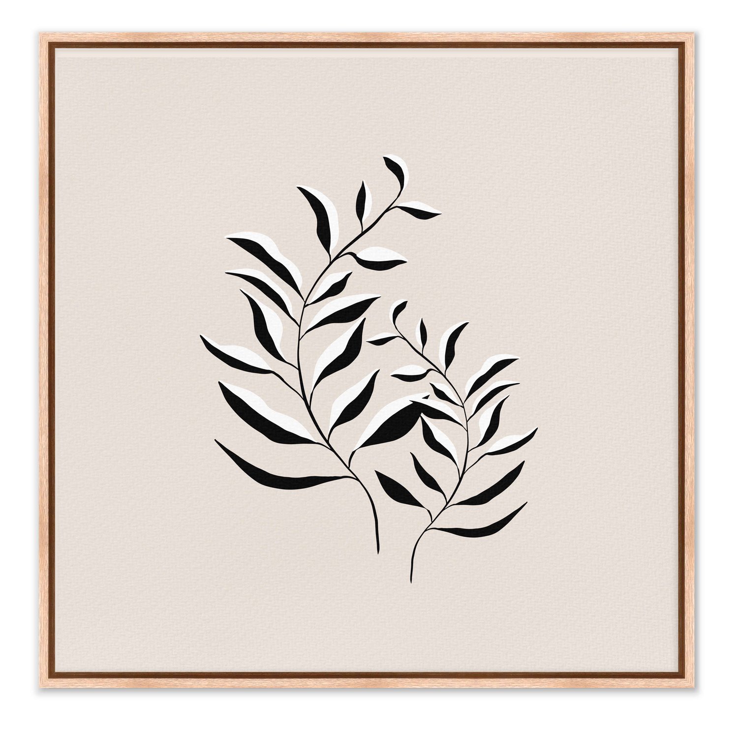Quadro Em Tela Canvas Ramo de Folhas Minimalista Estilo Japandi
