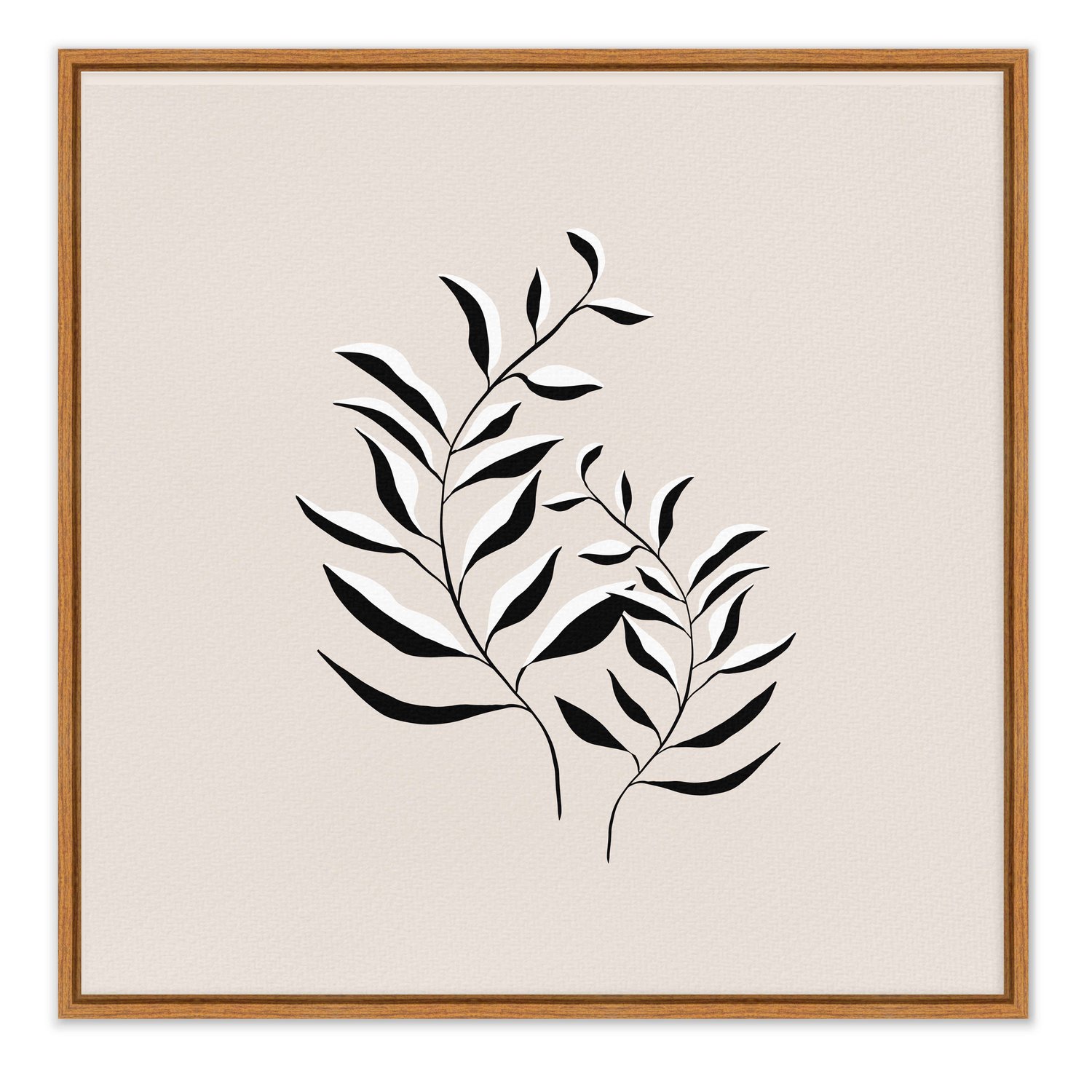 Quadro Em Tela Canvas Ramo de Folhas Minimalista Estilo Japandi