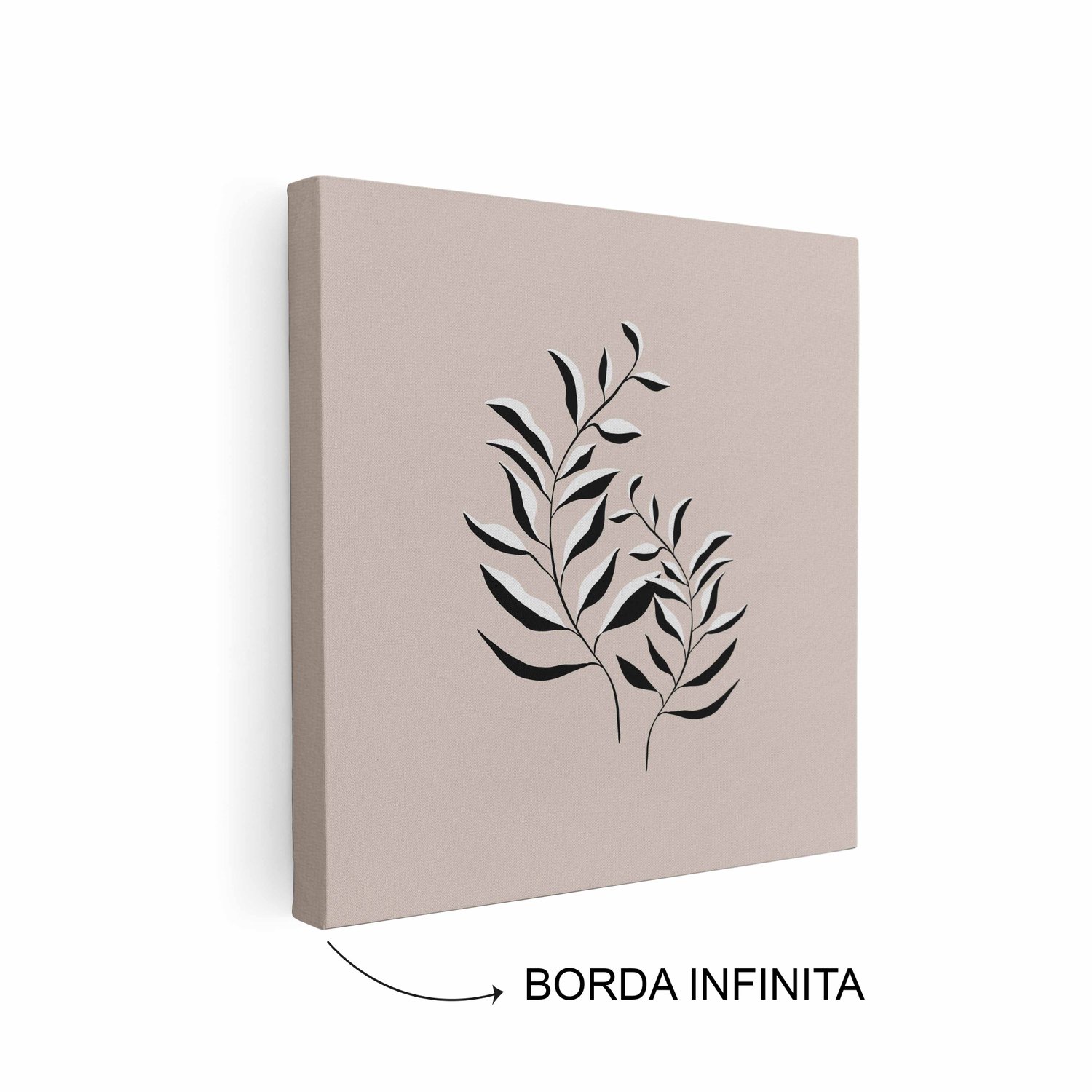 Quadro Em Tela Canvas Ramo de Folhas Minimalista Estilo Japandi