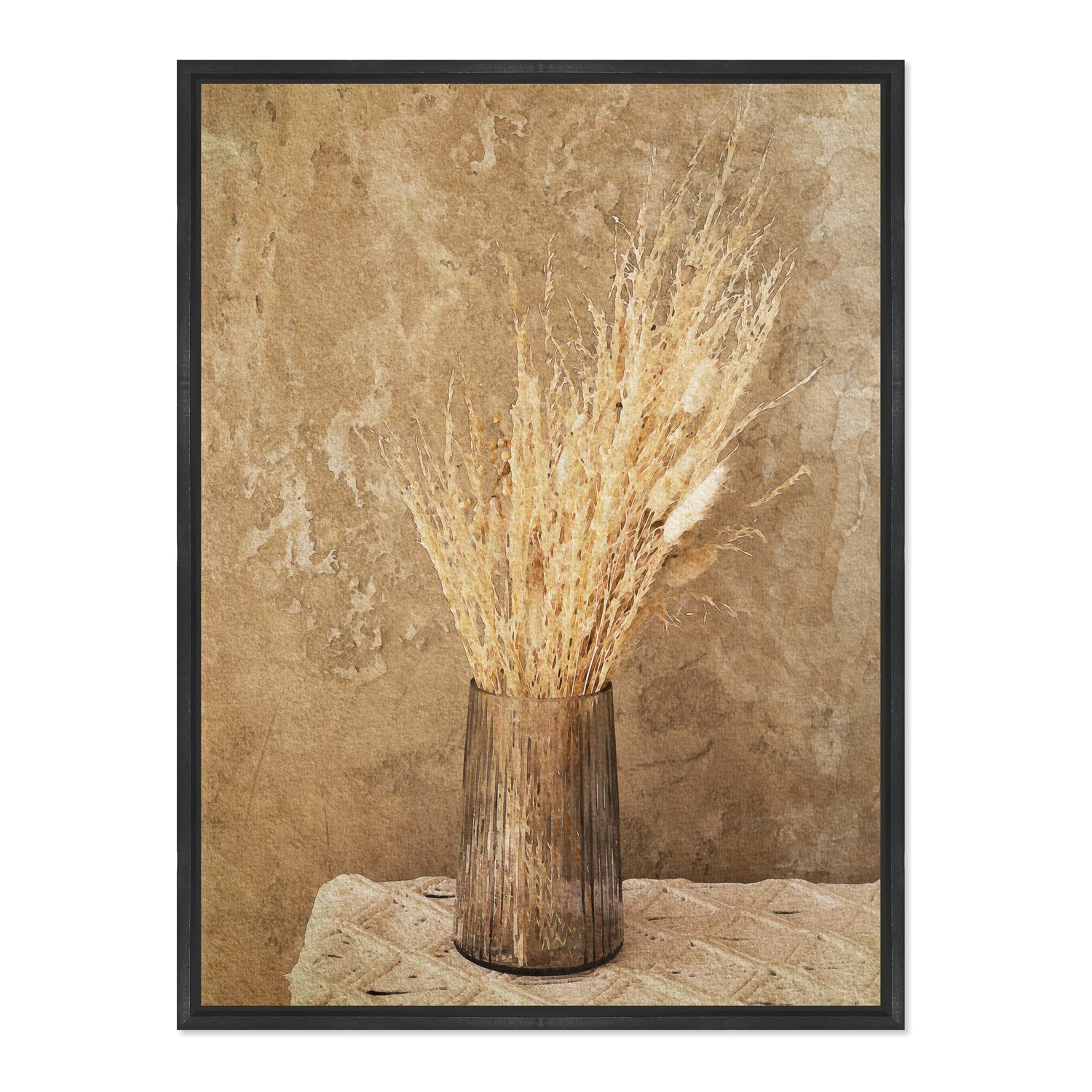Quadro Em Tela Canvas Ramo De Grama De Pampas Seco Vintage