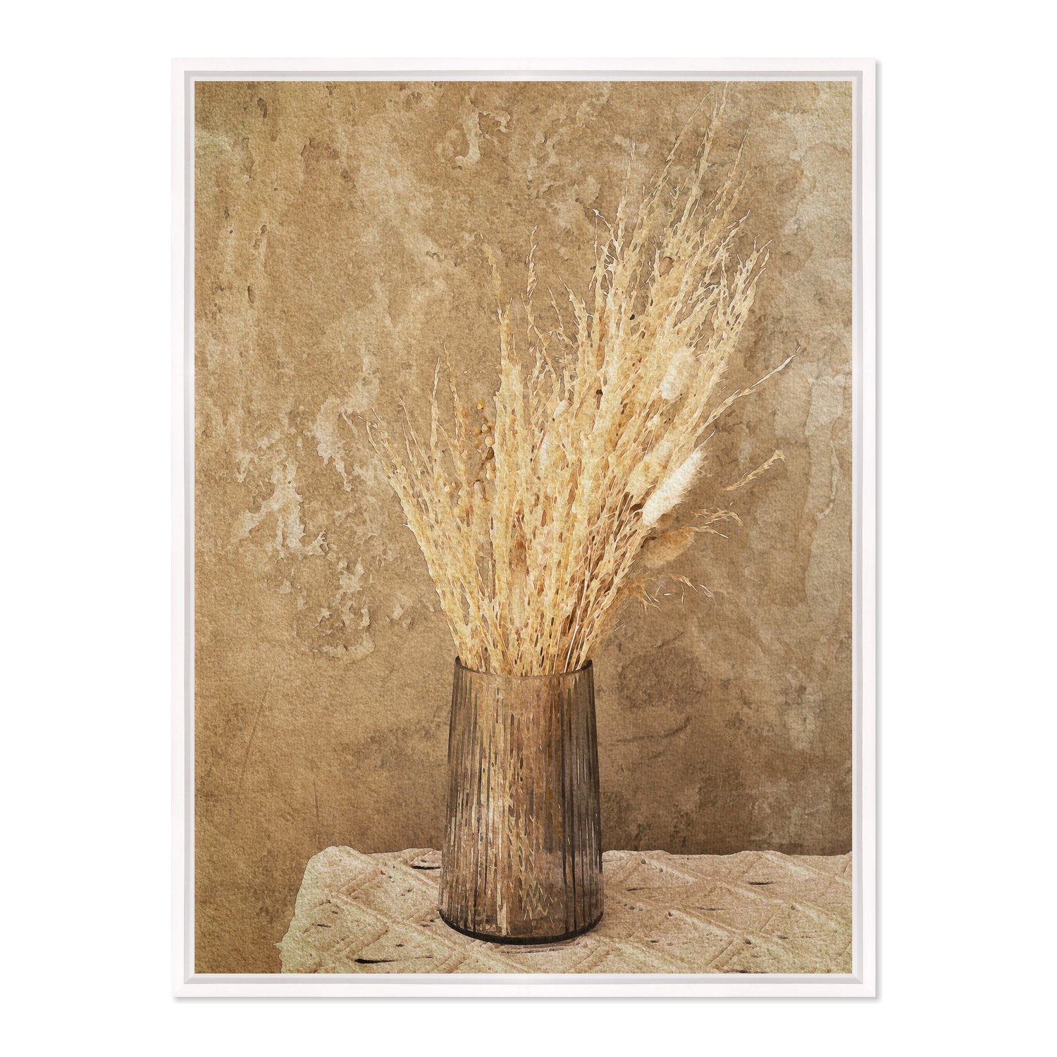 Quadro Em Tela Canvas Ramo De Grama De Pampas Seco Vintage