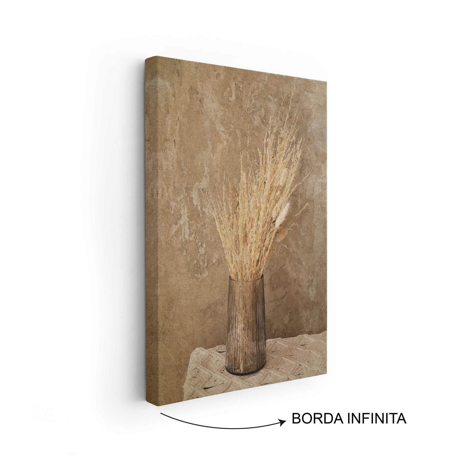 Quadro Em Tela Canvas Ramo De Grama De Pampas Seco Vintage