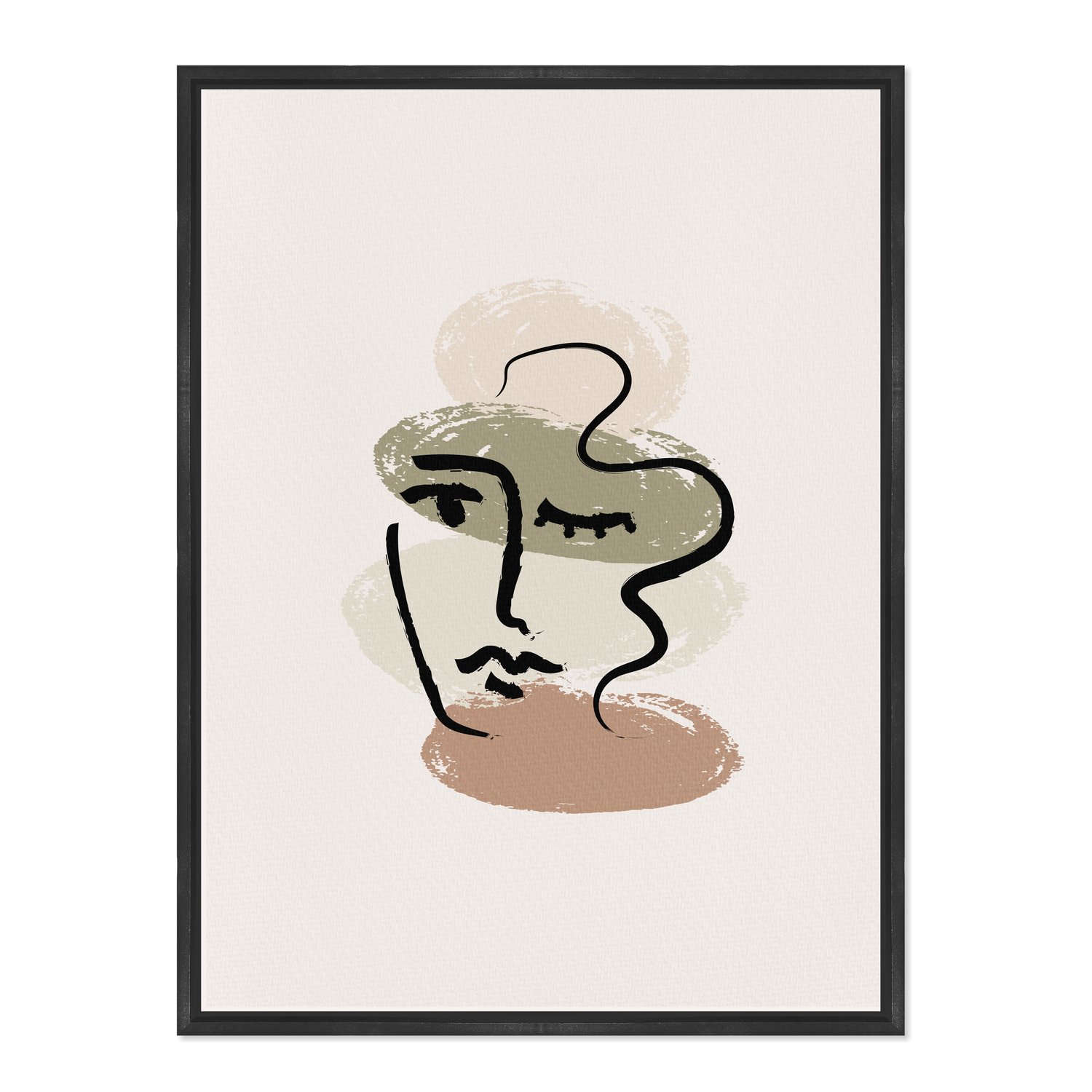 Quadro Em Tela Canvas Rosto Abstrato Minimalista Estilo Japandi