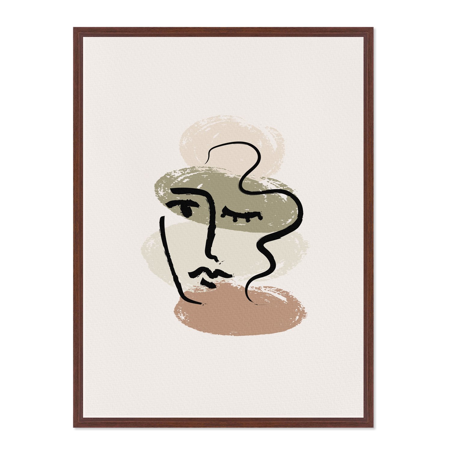 Quadro Em Tela Canvas Rosto Abstrato Minimalista Estilo Japandi