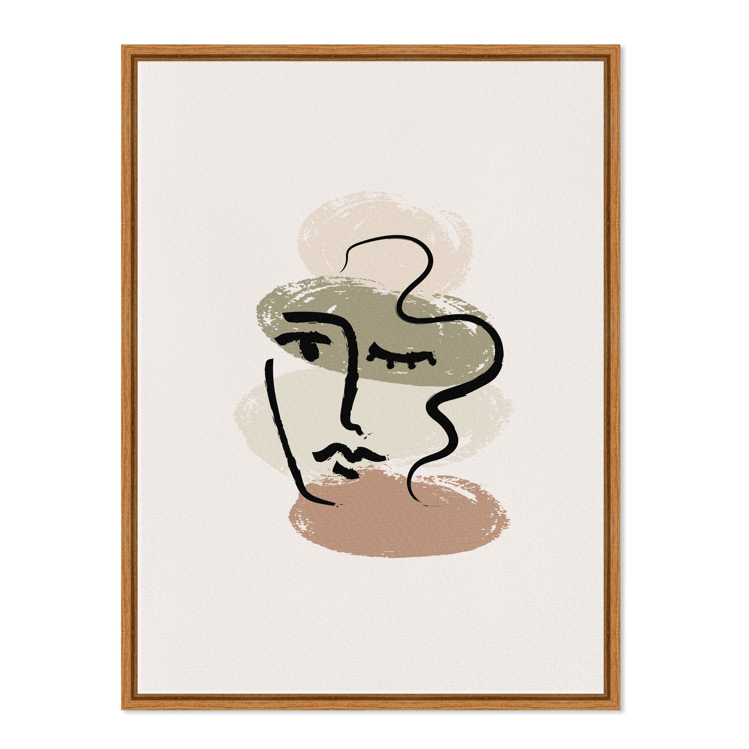 Quadro Em Tela Canvas Rosto Abstrato Minimalista Estilo Japandi