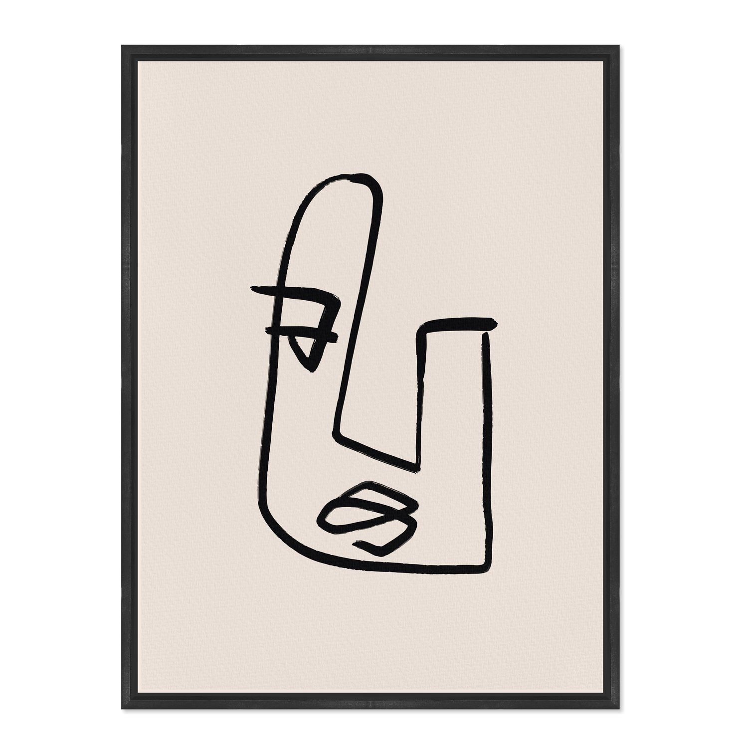 Quadro Em Tela Canvas Rosto Com Linhas Abstratas E Minimalistas Estilo Japandi