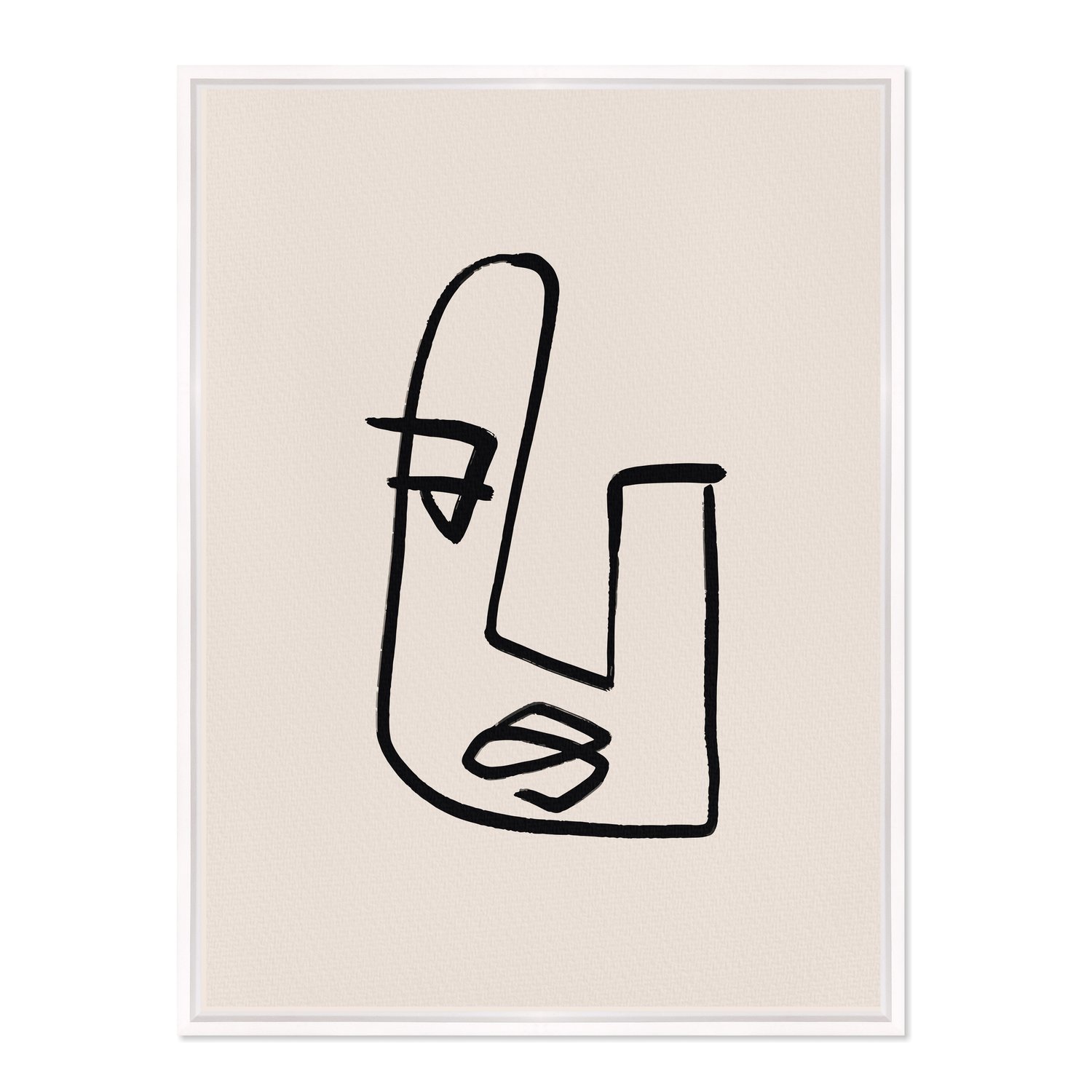 Quadro Em Tela Canvas Rosto Com Linhas Abstratas E Minimalistas Estilo Japandi