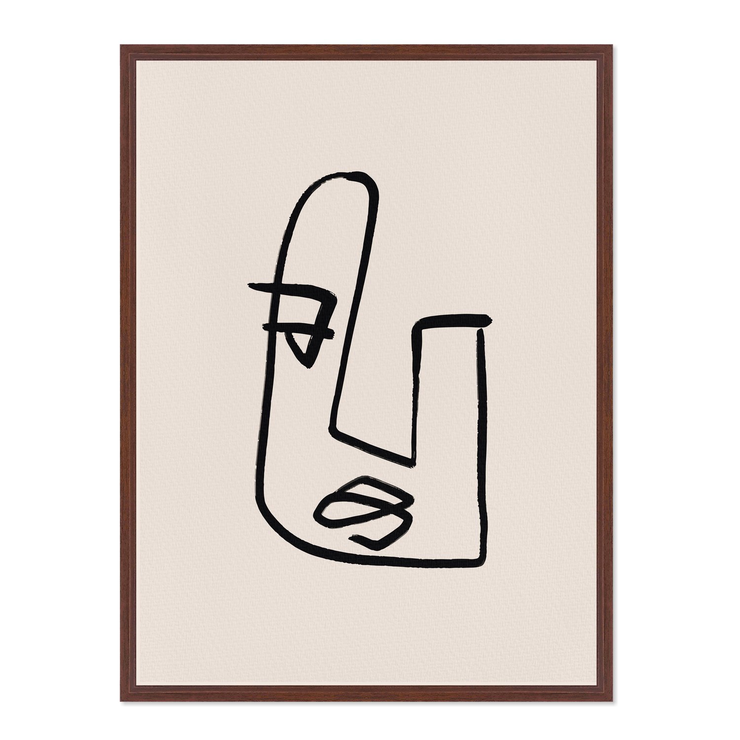 Quadro Em Tela Canvas Rosto Com Linhas Abstratas E Minimalistas Estilo Japandi