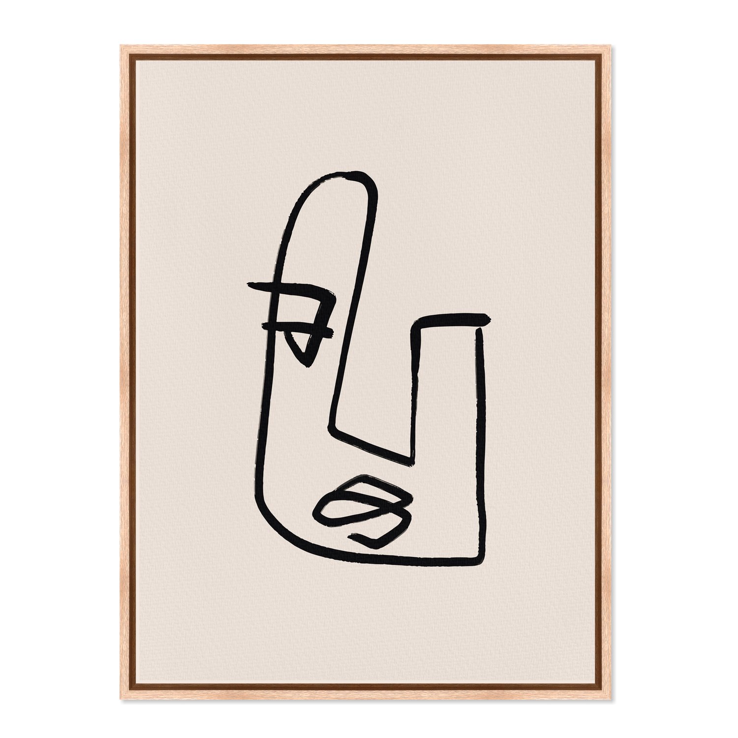 Quadro Em Tela Canvas Rosto Com Linhas Abstratas E Minimalistas Estilo Japandi