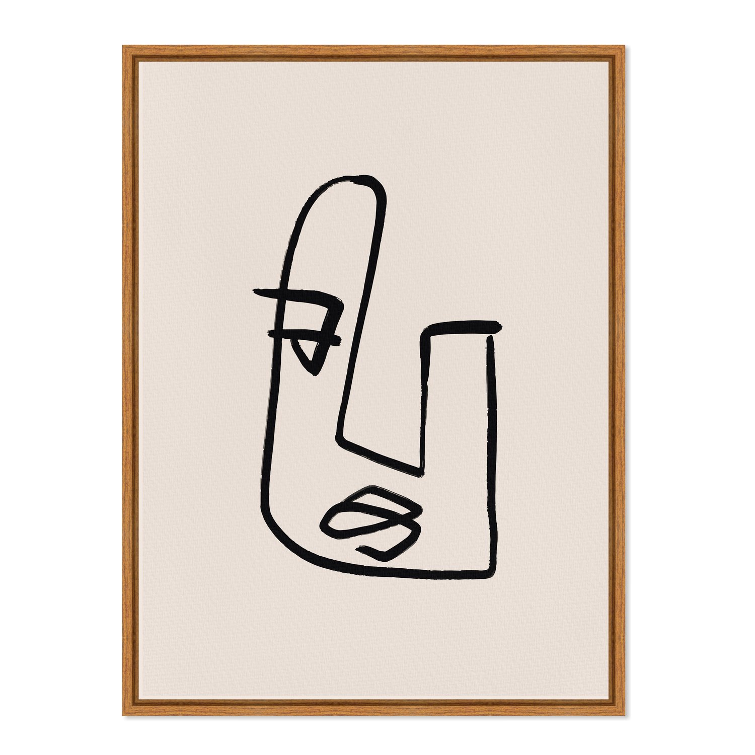 Quadro Em Tela Canvas Rosto Com Linhas Abstratas E Minimalistas Estilo Japandi
