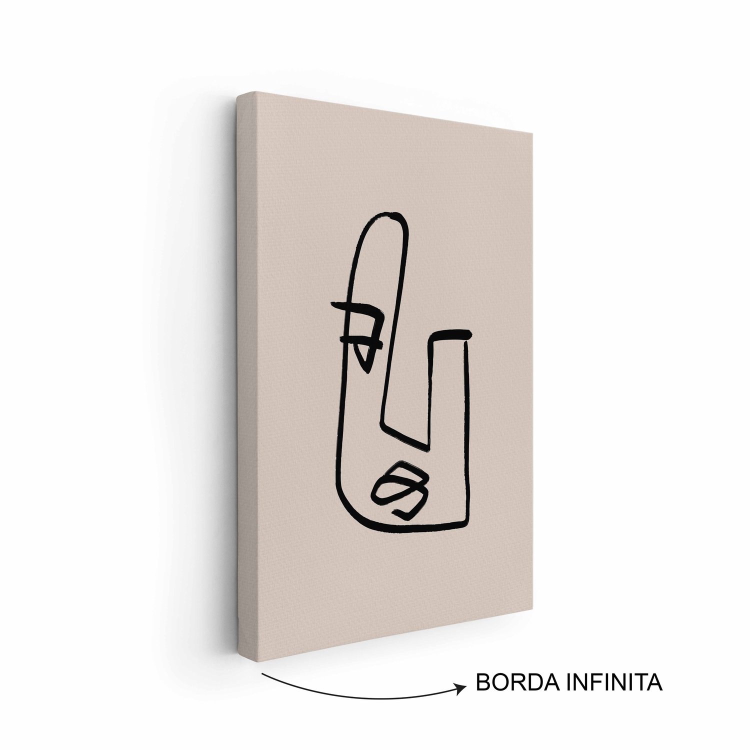 Quadro Em Tela Canvas Rosto Com Linhas Abstratas E Minimalistas Estilo Japandi