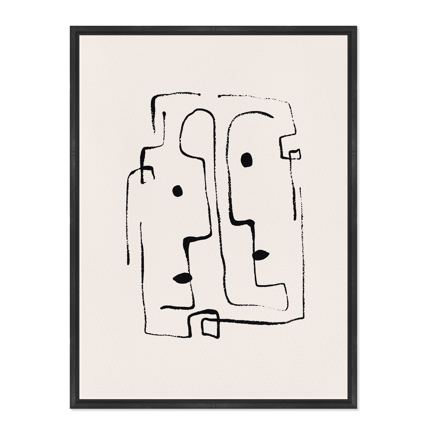 Quadro Em Tela Canvas Rostos Abstratos Minimalistas Estilo Japandi