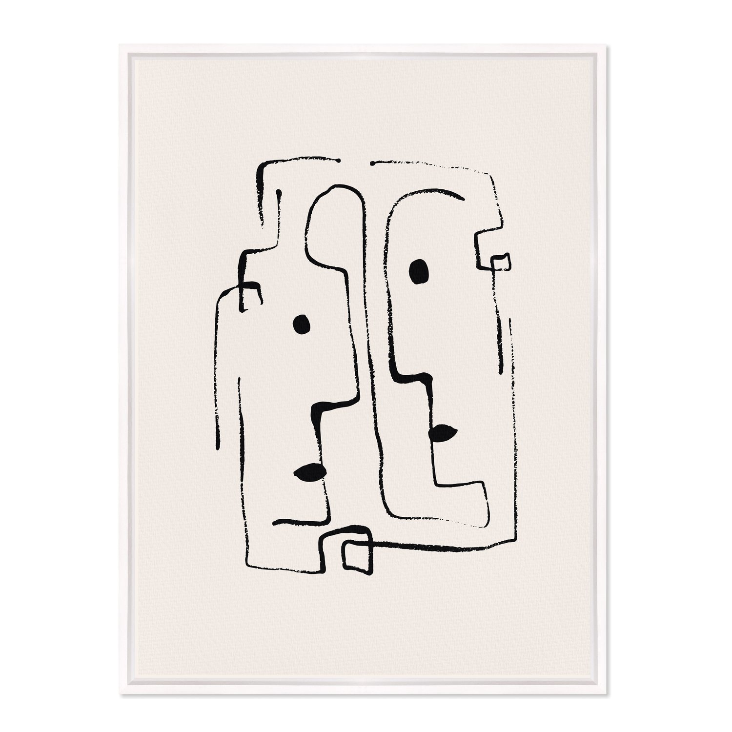 Quadro Em Tela Canvas Rostos Abstratos Minimalistas Estilo Japandi