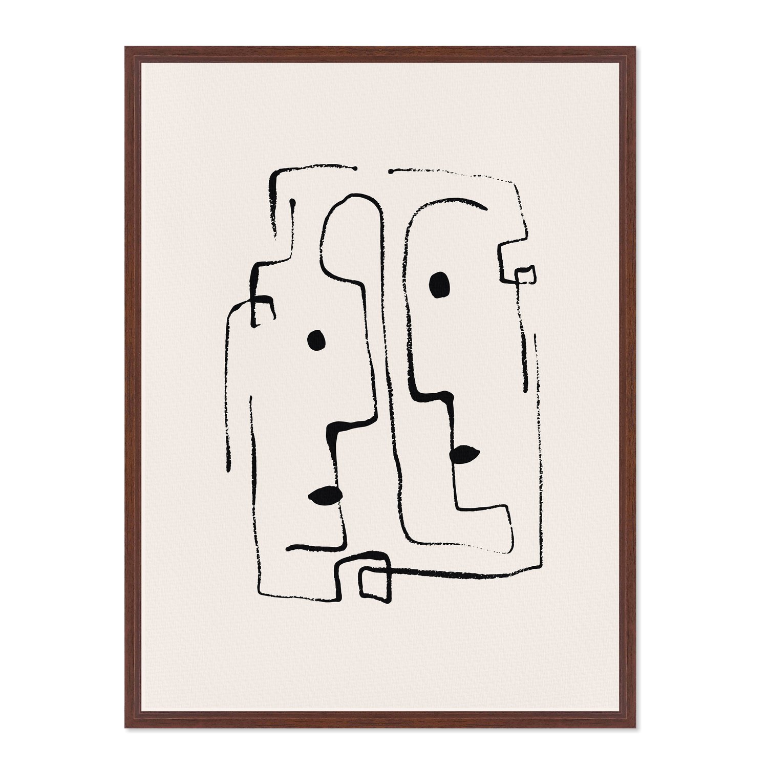 Quadro Em Tela Canvas Rostos Abstratos Minimalistas Estilo Japandi