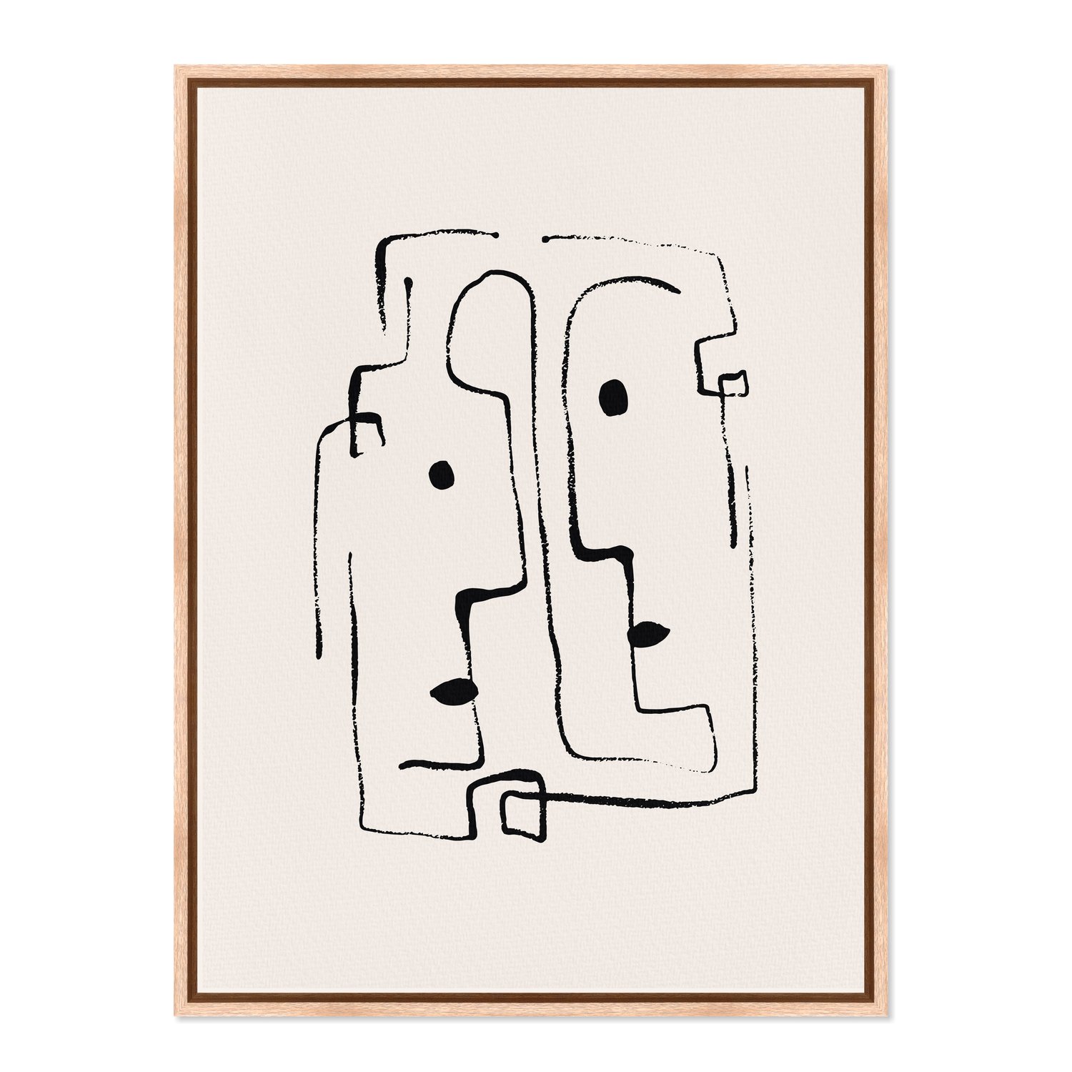 Quadro Em Tela Canvas Rostos Abstratos Minimalistas Estilo Japandi