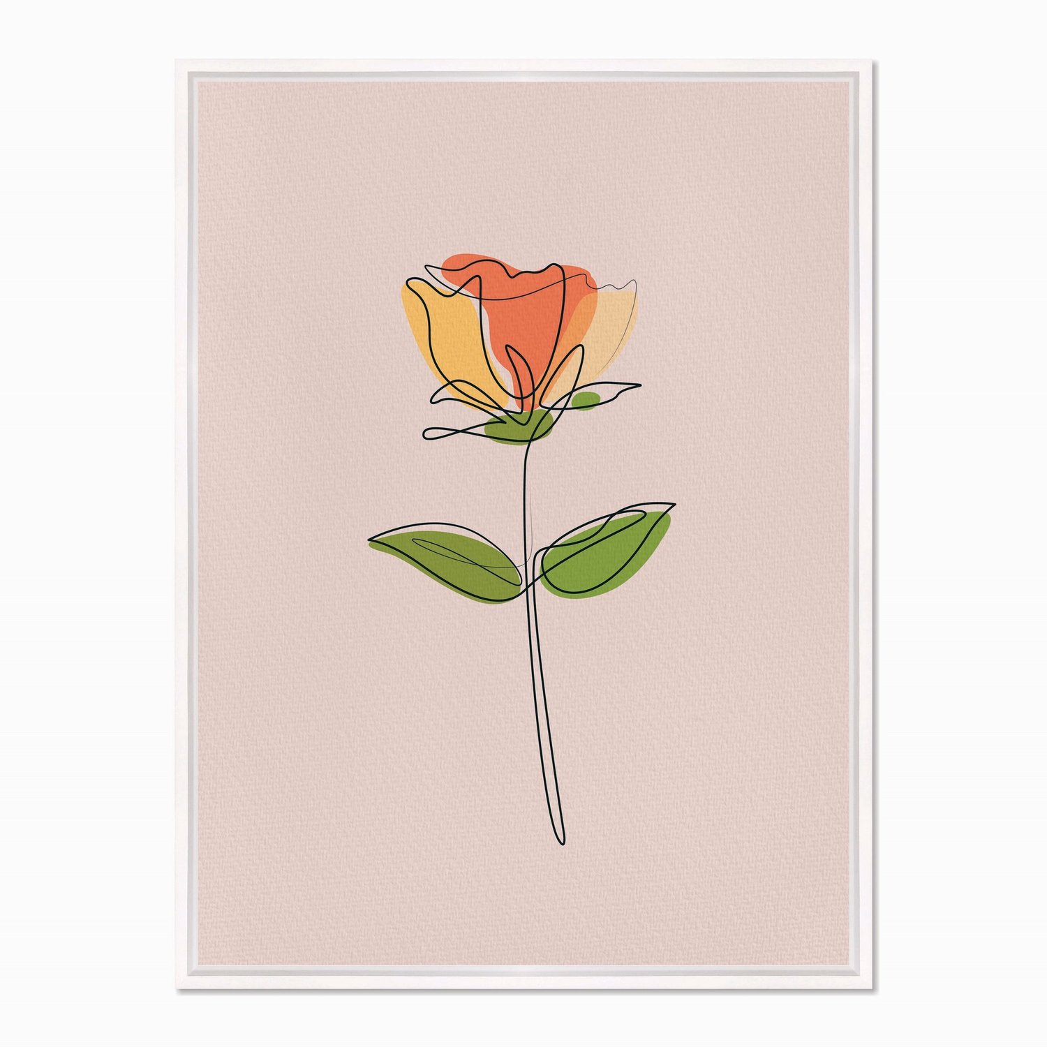 Quadro em Tela Canvas Silhueta Flor Colorida com Fundo Rosa