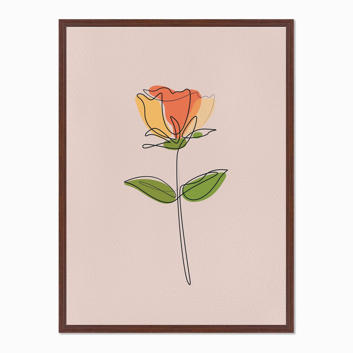 Quadro em Tela Canvas Silhueta Flor Colorida com Fundo Rosa