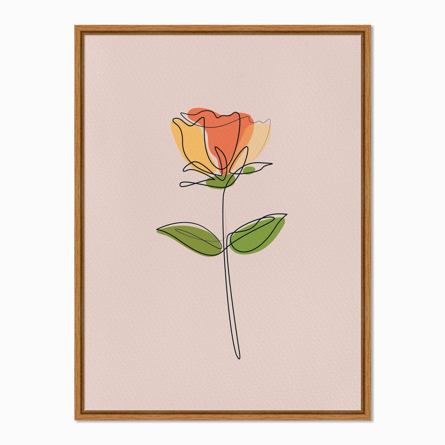 Quadro em Tela Canvas Silhueta Flor Colorida com Fundo Rosa