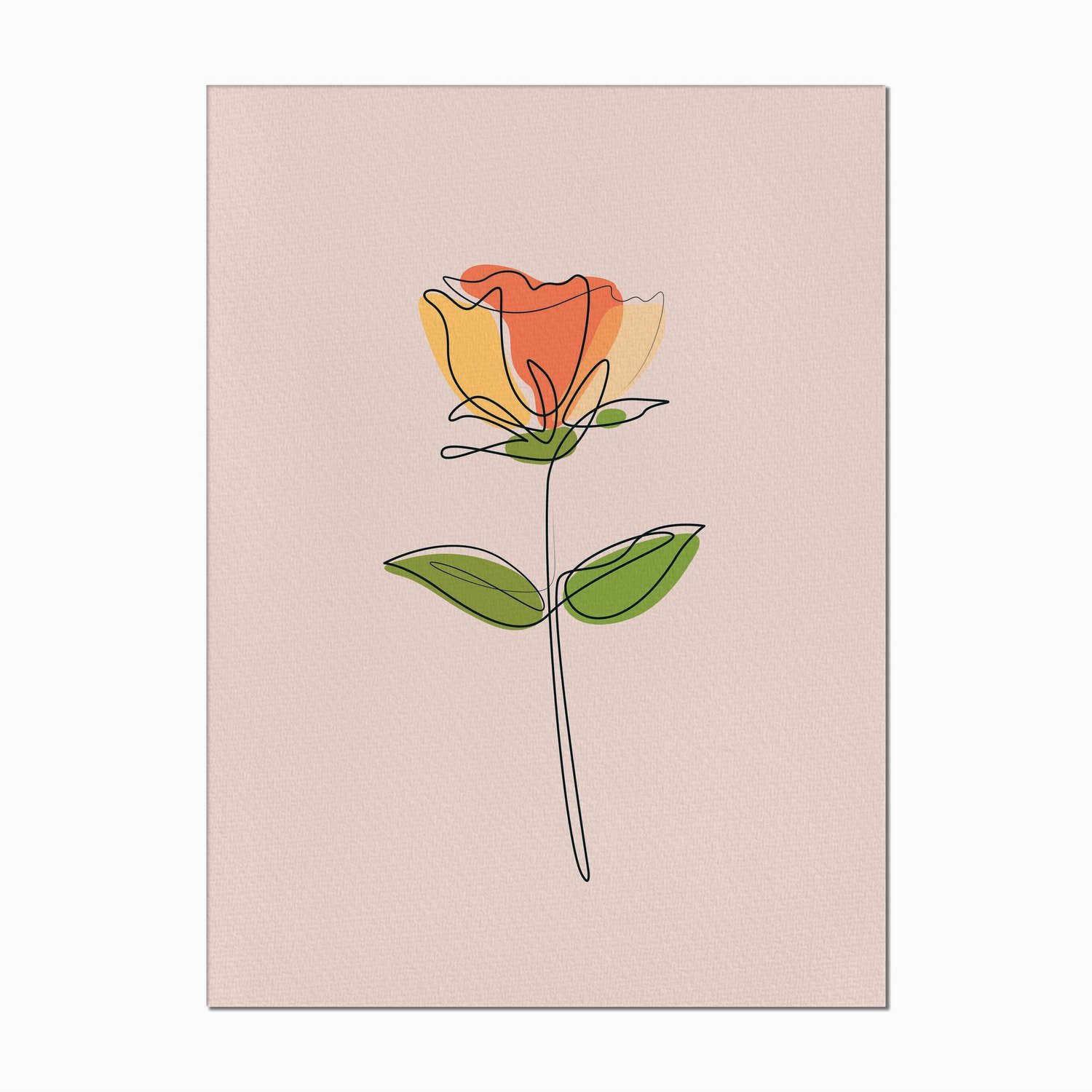 Quadro em Tela Canvas Silhueta Flor Colorida com Fundo Rosa