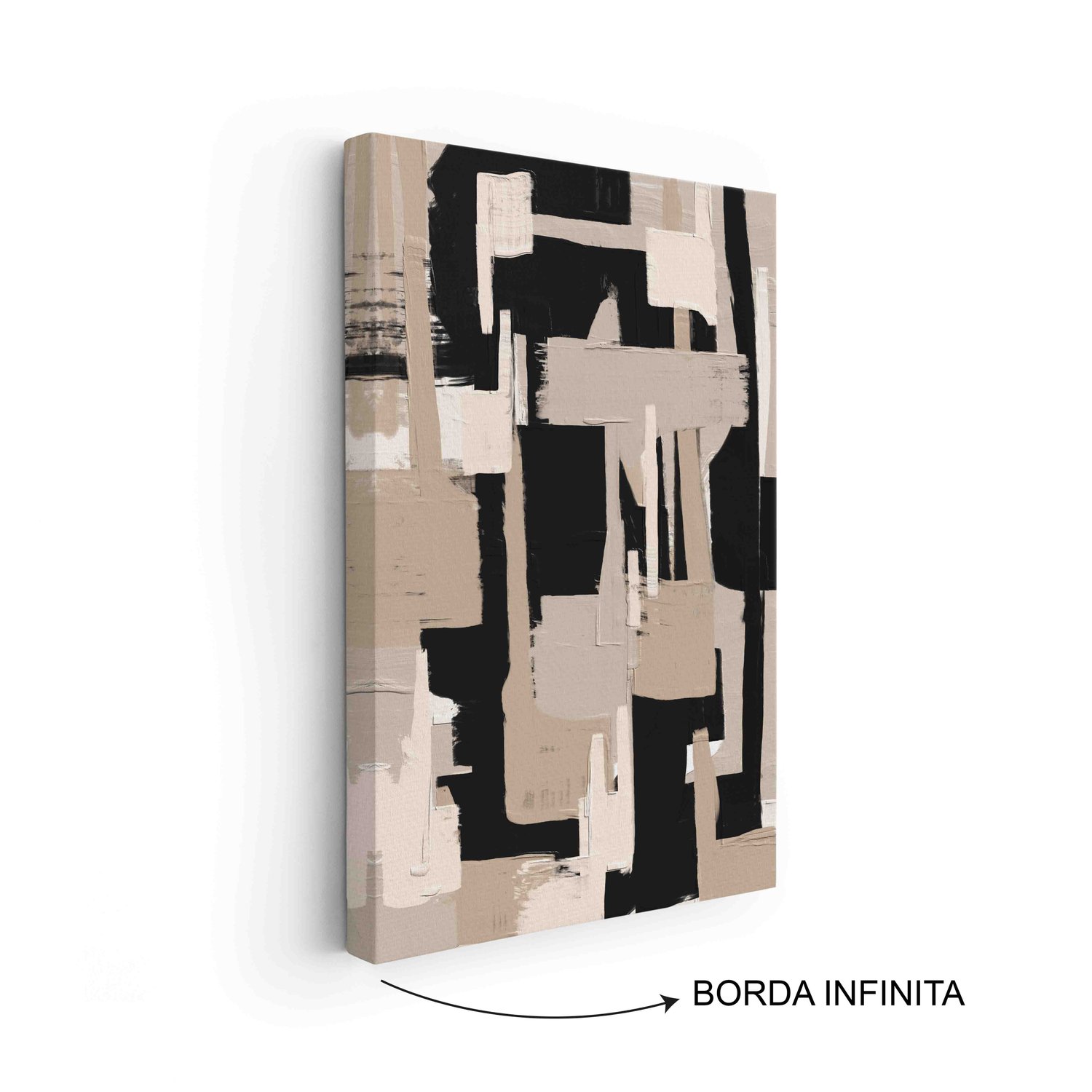 Quadro Em Tela Canvas Textura Bege e Preto Estilo Modern Heritage