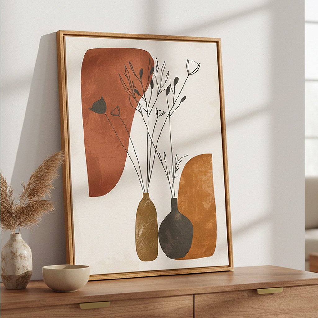 Quadro Em Tela Canvas Vasos e Formas Orgânicas Estilo Modern Heritage