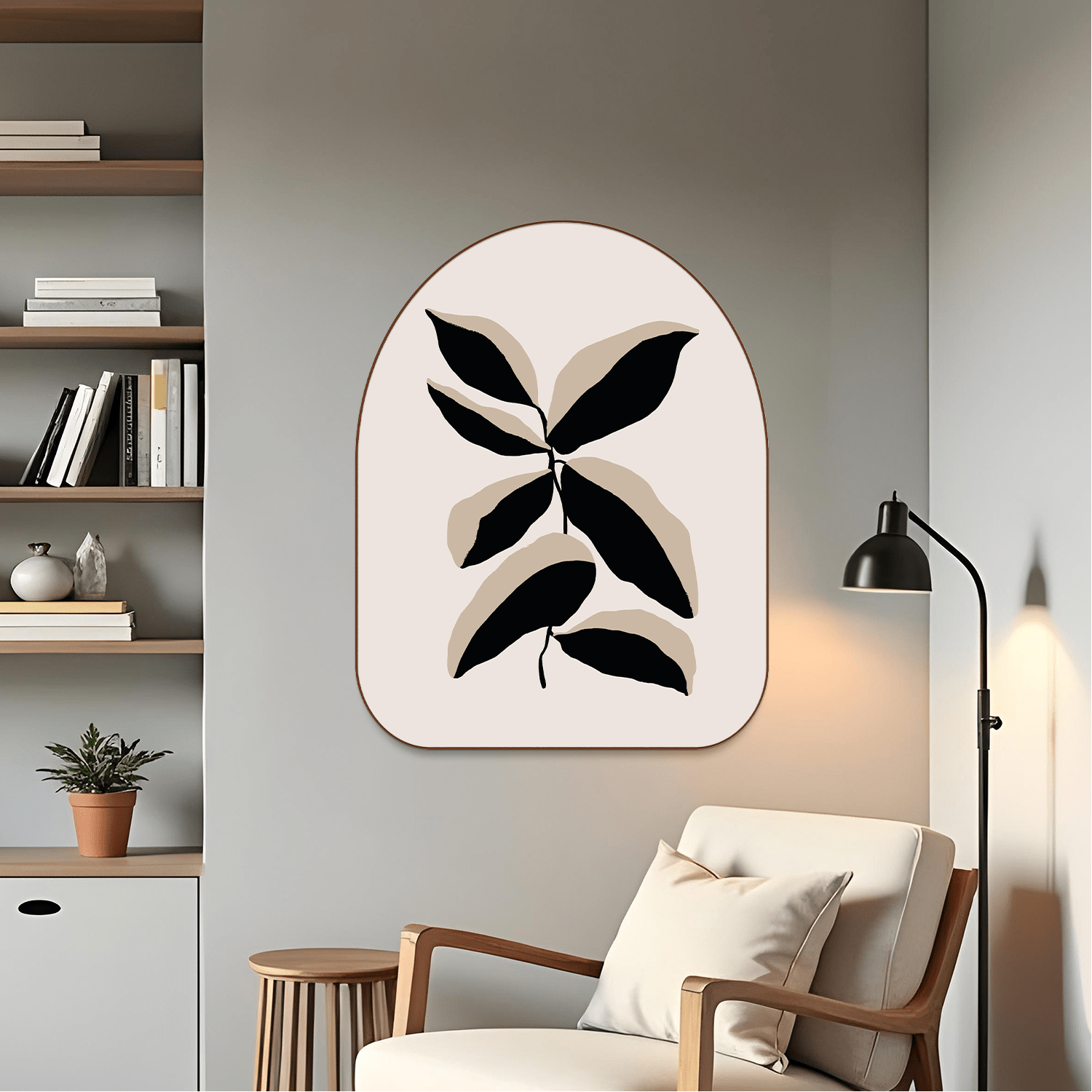 Quadro Orgânico Decorativo Folhagem Minimalista Estilo Japandi