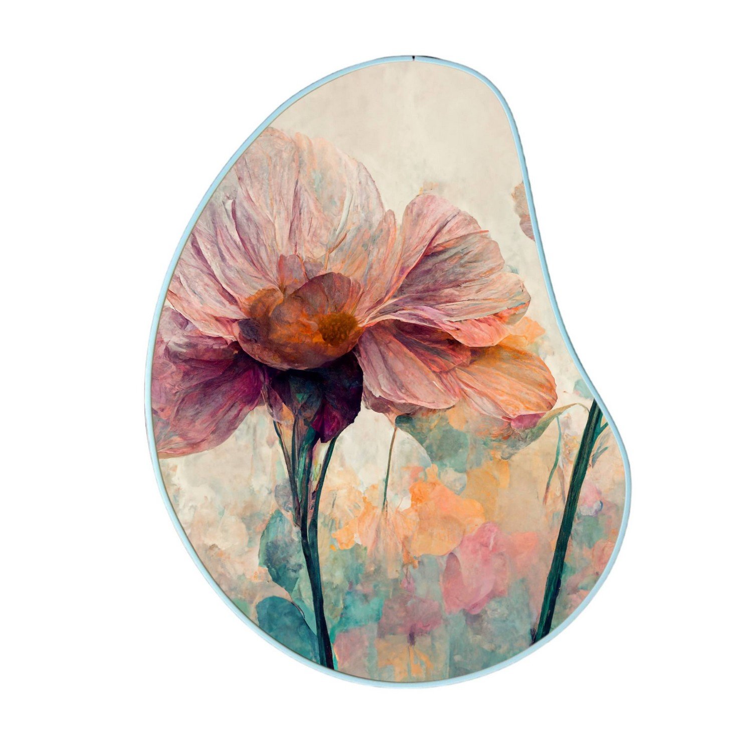 Quadro Orgânico Decorativo Pintura Flor Colorida com Moldura Filete Flexível