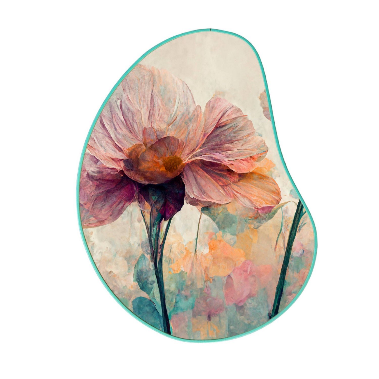 Quadro Orgânico Decorativo Pintura Flor Colorida com Moldura Filete Flexível
