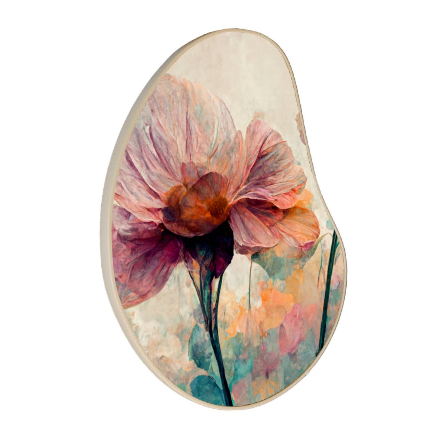 Quadro Orgânico Decorativo Pintura Flor Colorida com Moldura Filete Flexível