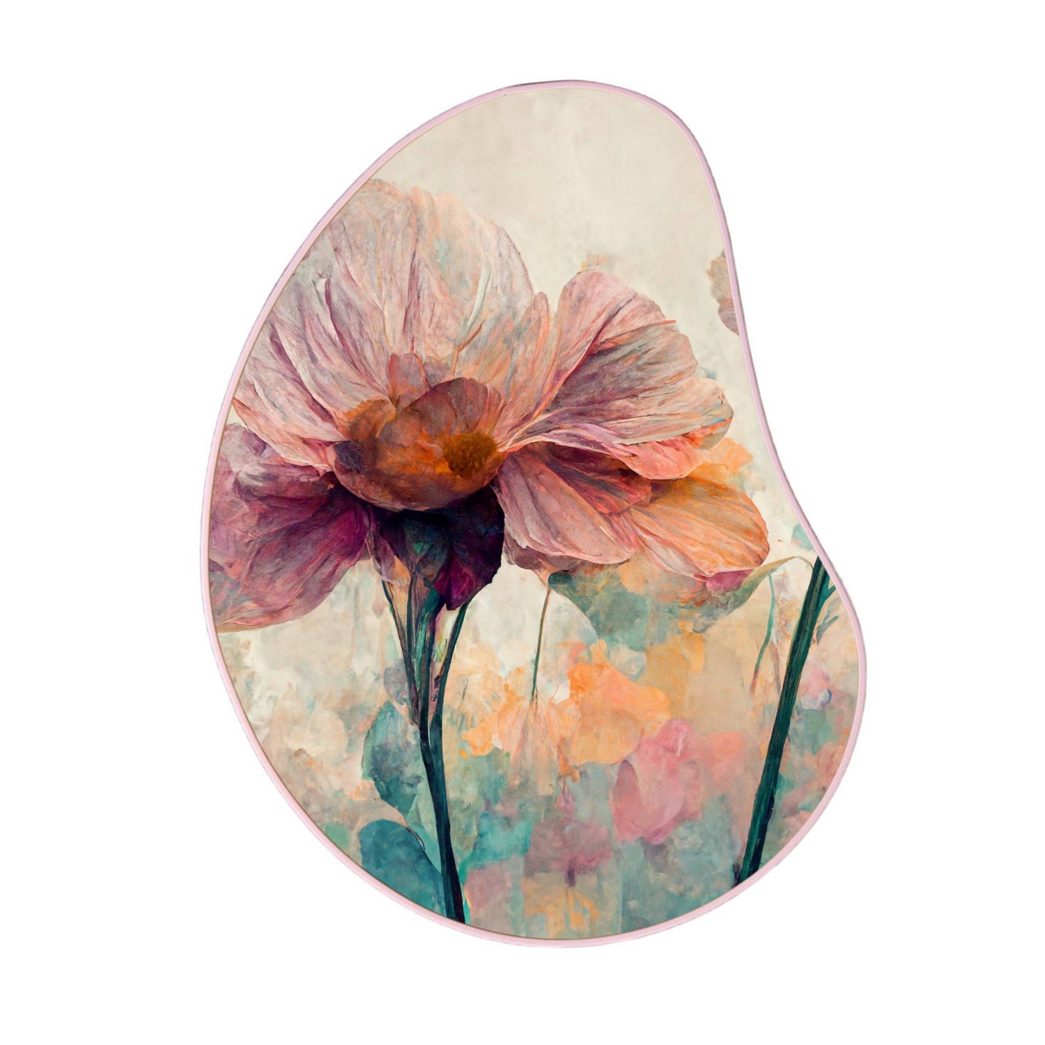 Quadro Orgânico Decorativo Pintura Flor Colorida com Moldura Filete Flexível