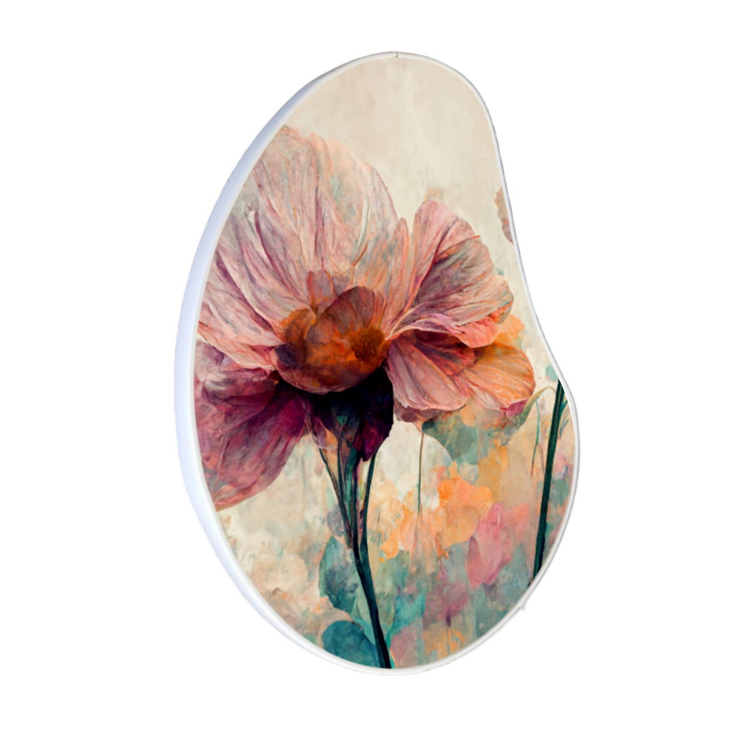 Quadro Orgânico Decorativo Pintura Flor Colorida com Moldura Filete Flexível