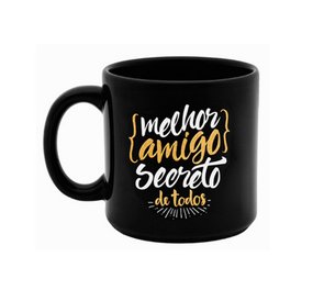 Caneca Preta Porcelana Amigo Secreto - Kathavento