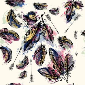 Placa Decorativa Penas Boho Watercolor Placa Decorativa Penas Boho Watercolor